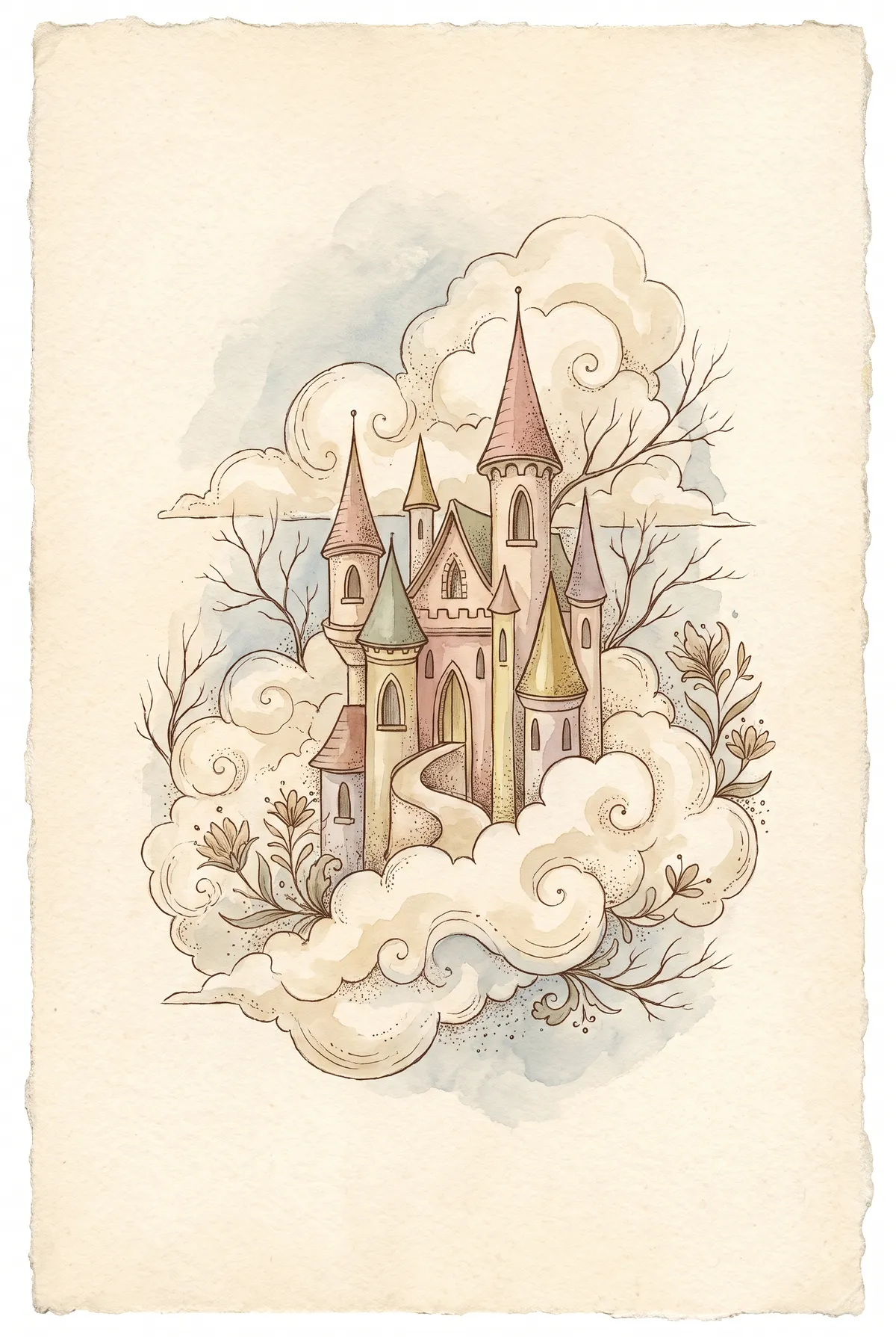 Fairytale Castle in the Clouds Print