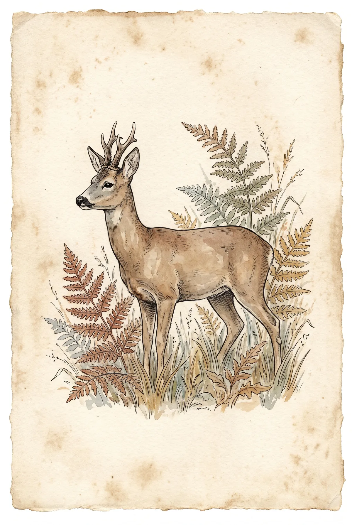 Vintage Roe Deer Print