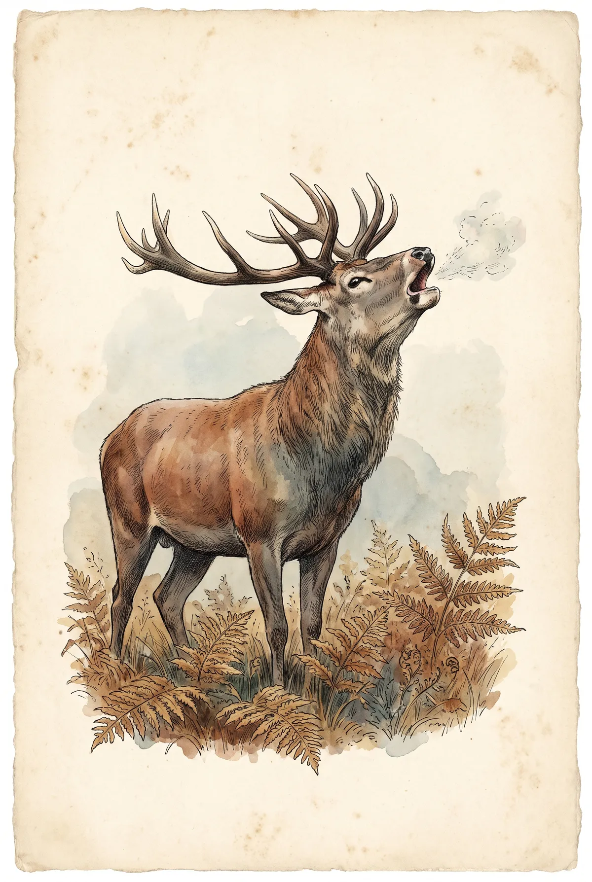 Bellowing Red Stag Print
