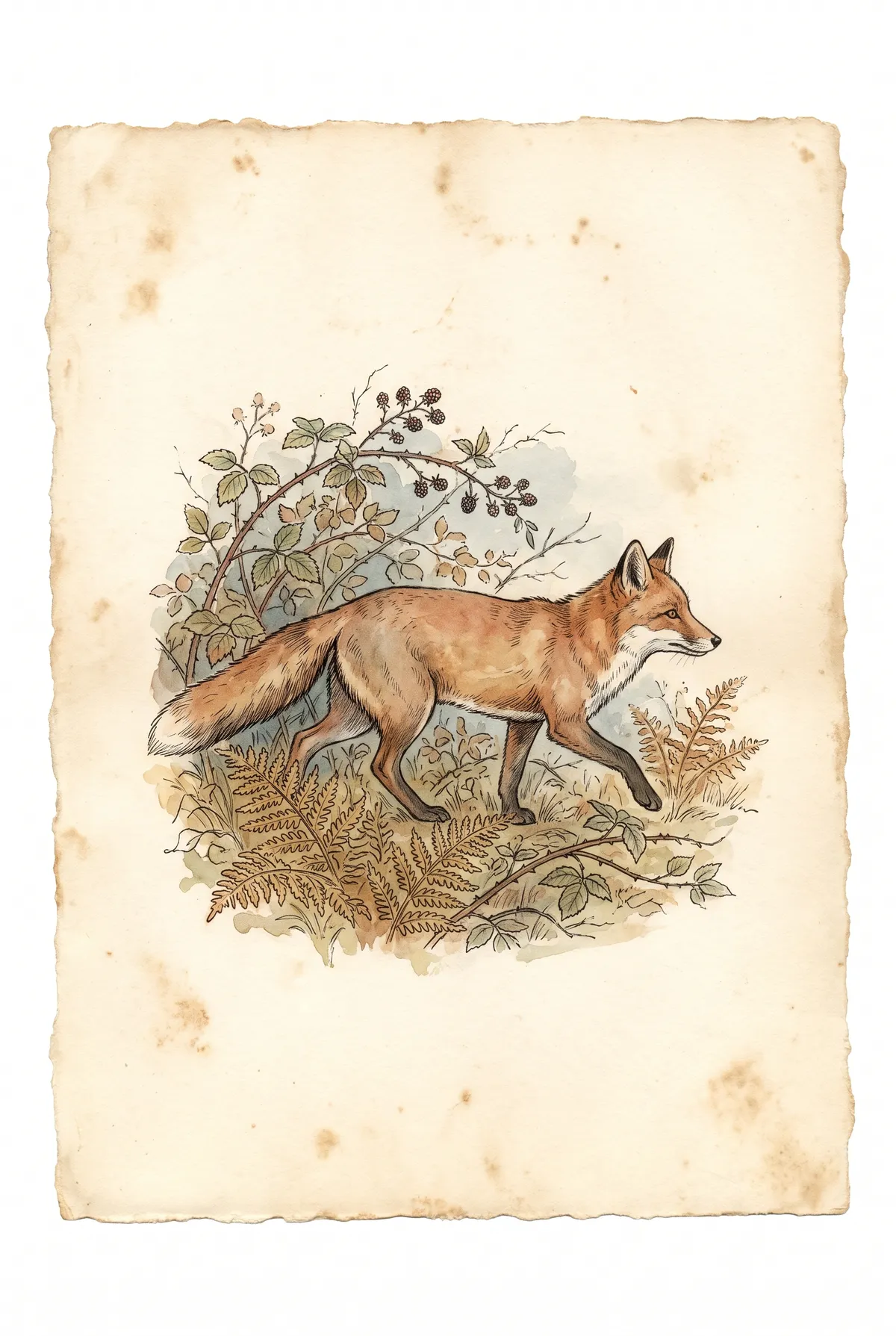 Vintage Red Fox Print