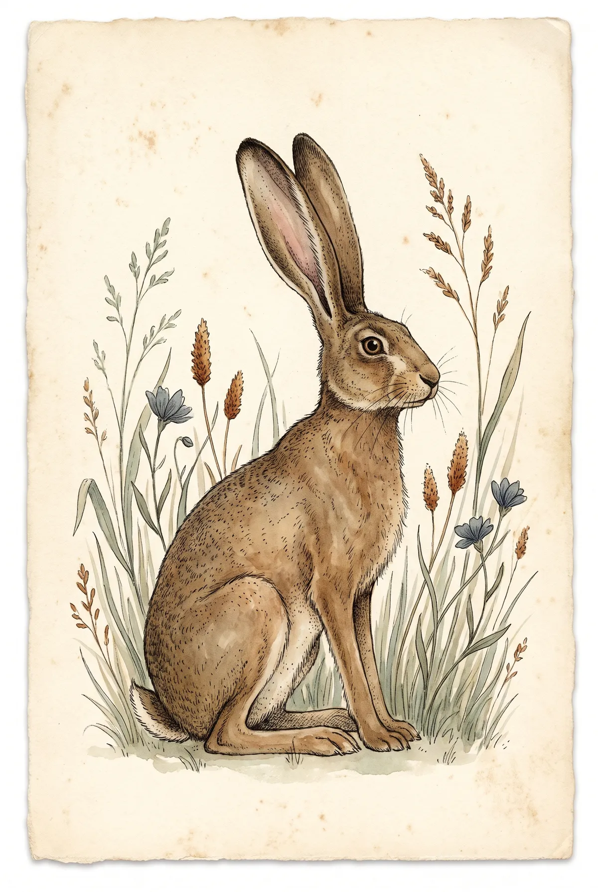 Vintage Brown Hare Print