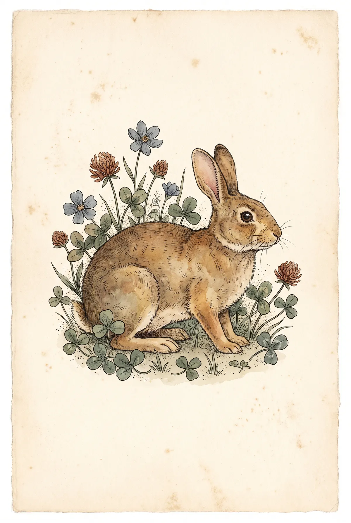 Vintage Wild Rabbit Print
