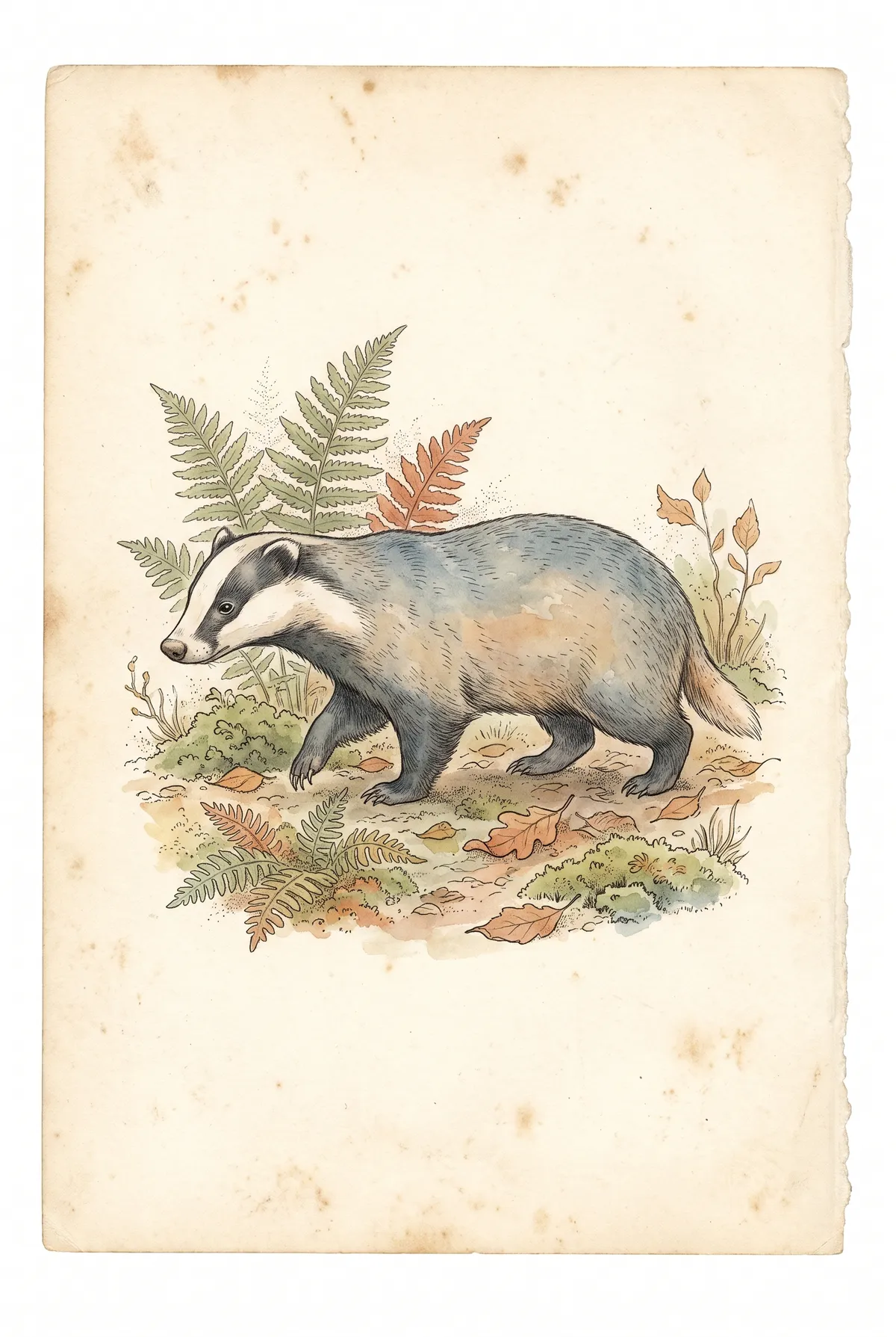 Vintage Badger Print