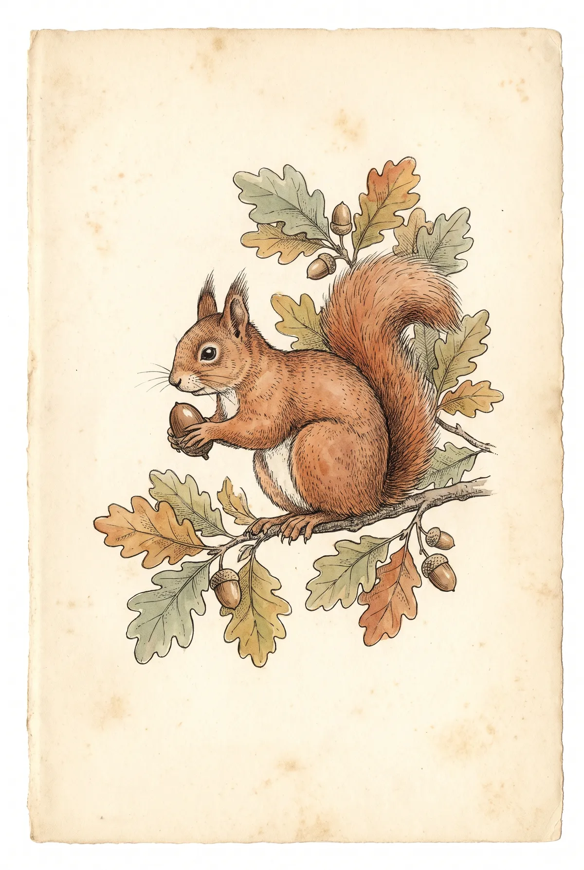 Red Squirrel with Acorn Print