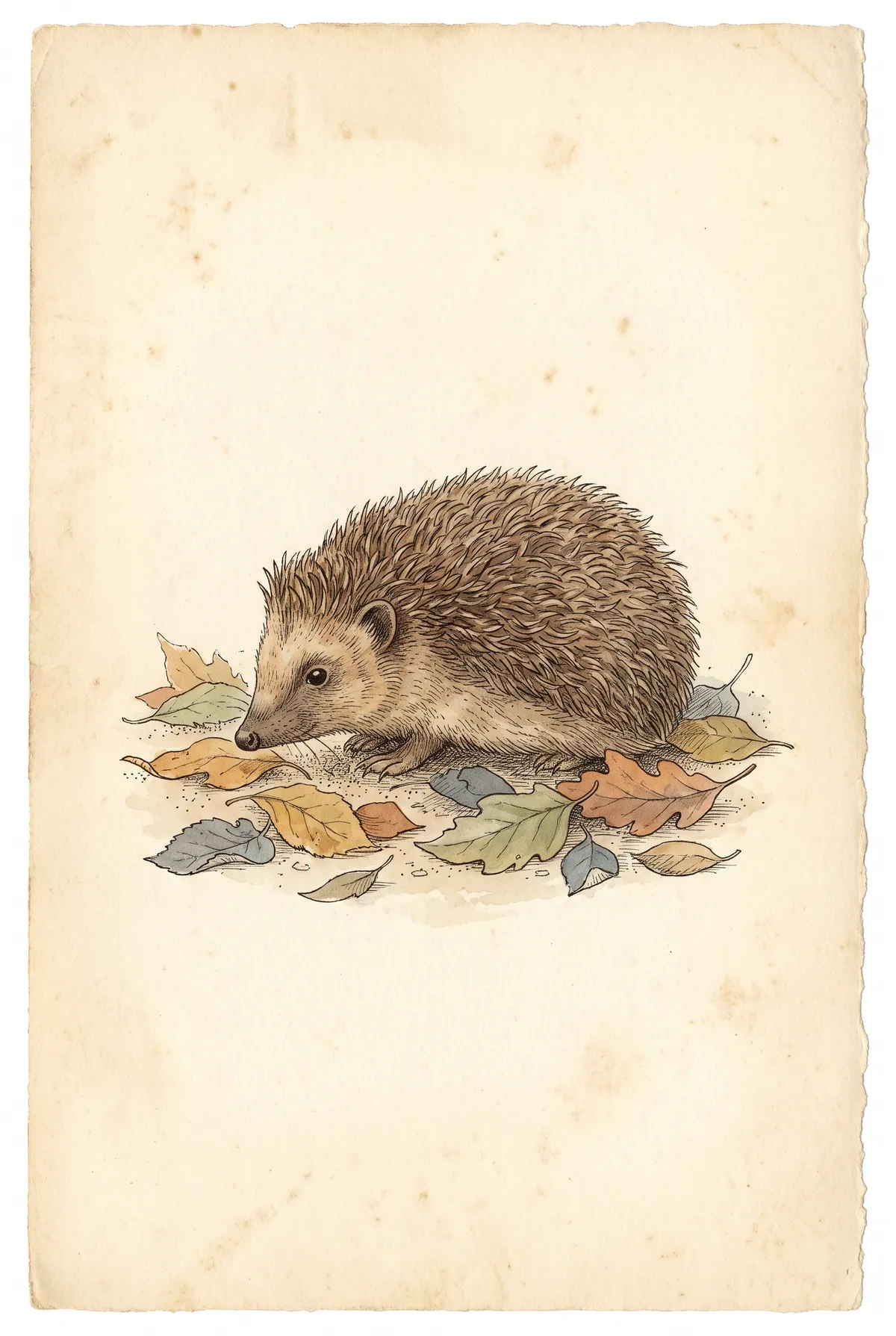 Vintage Hedgehog Print