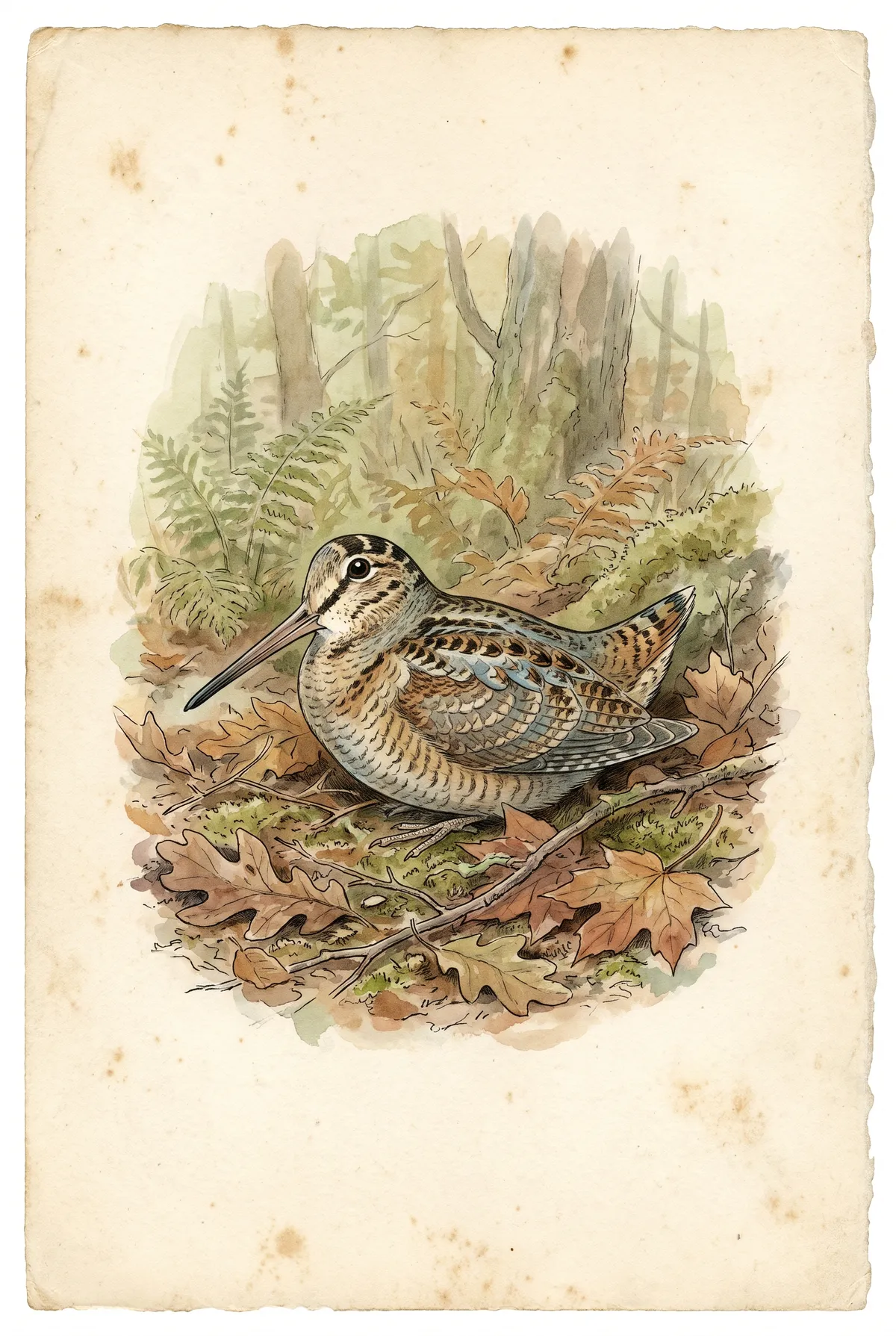 Vintage Woodcock Print