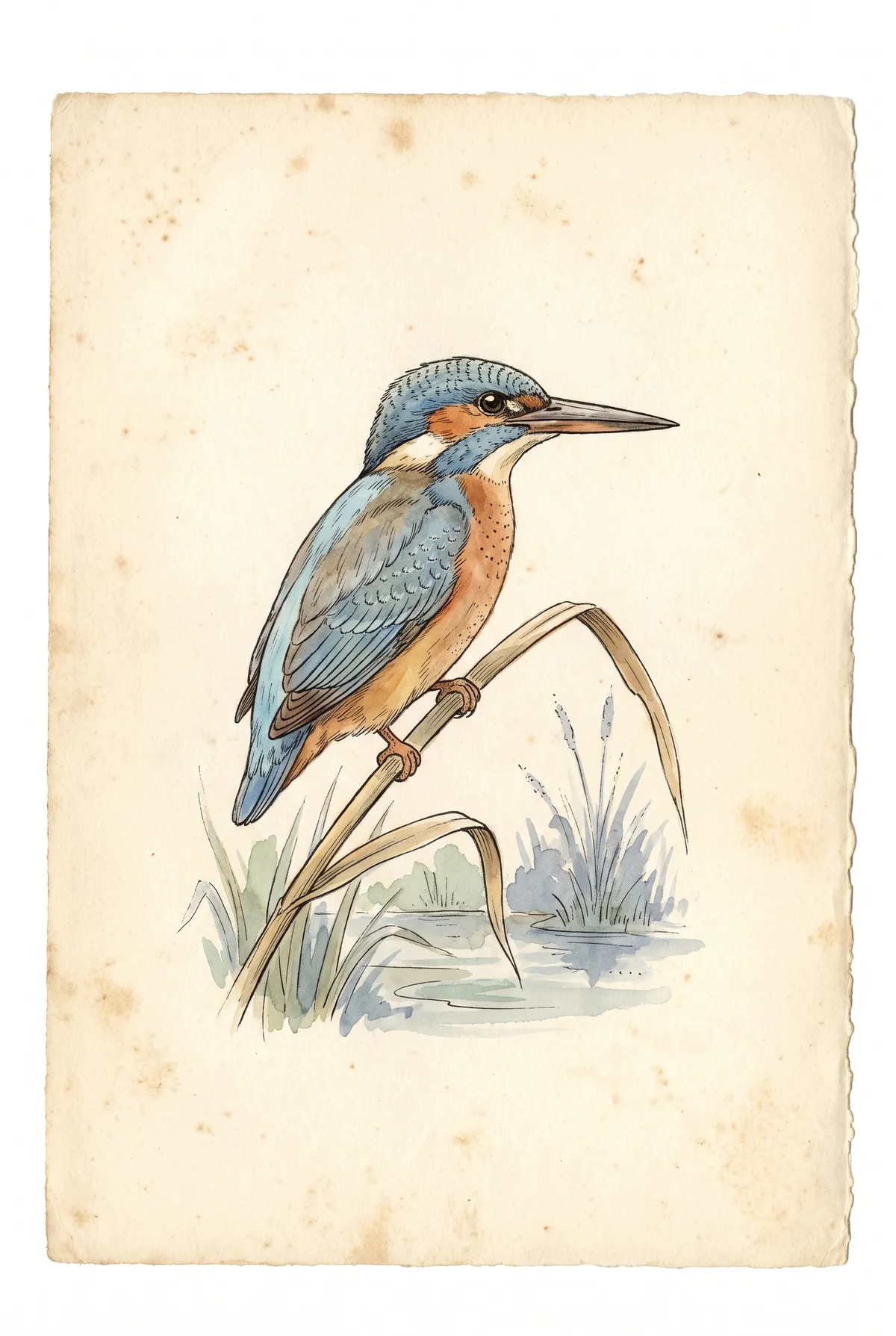 Vintage Kingfisher Print