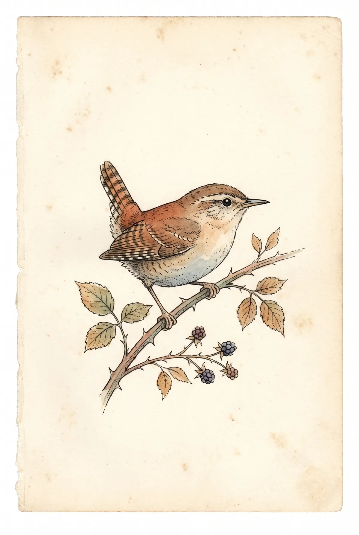 Vintage Wren Print