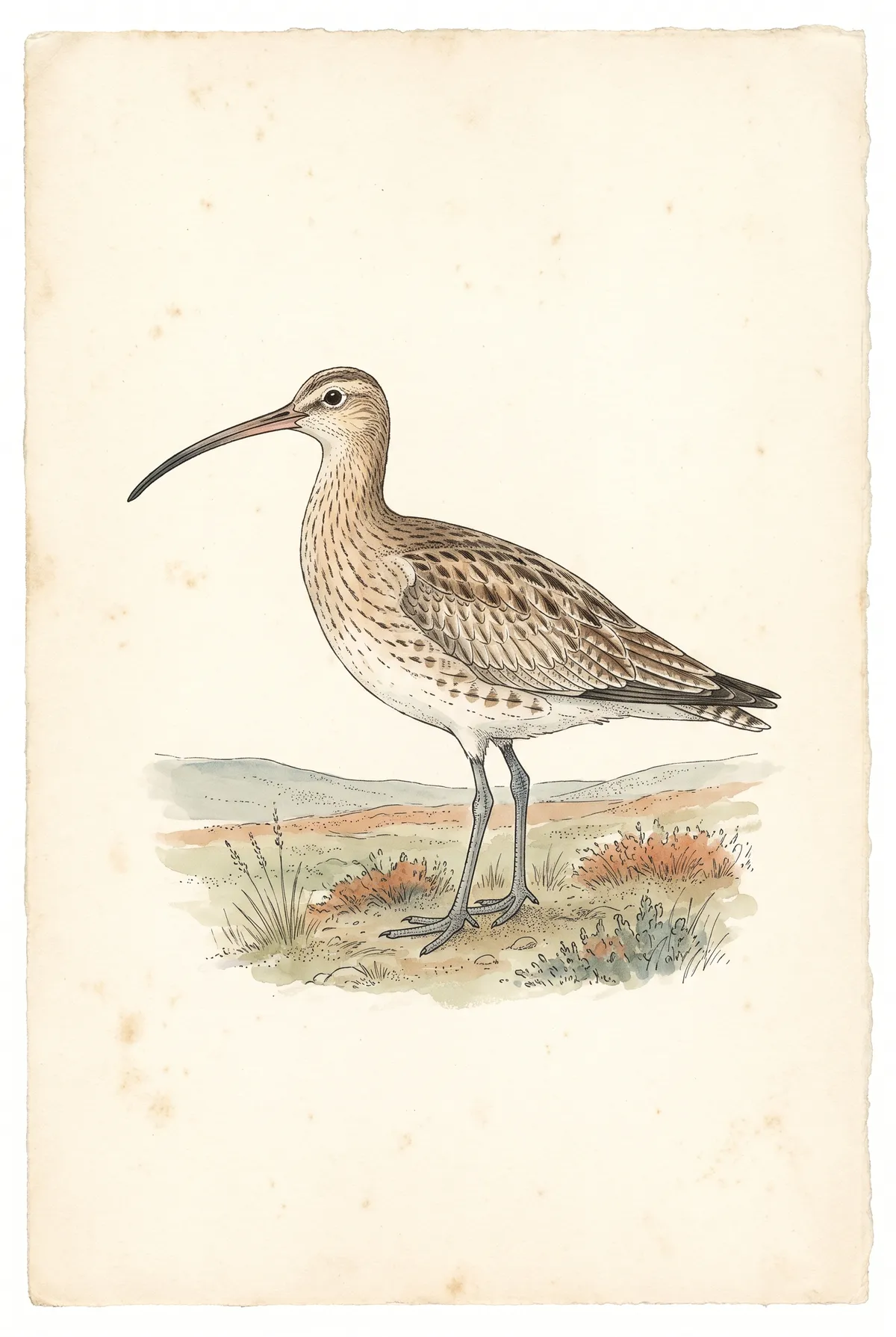 Vintage Curlew Print