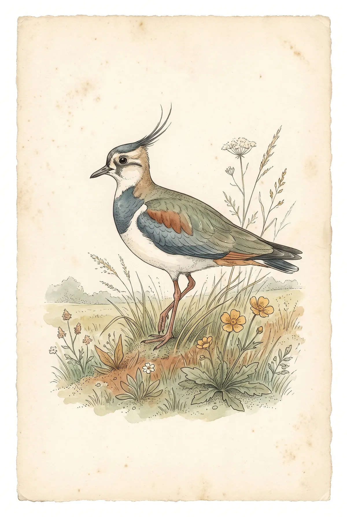 Vintage Lapwing Print