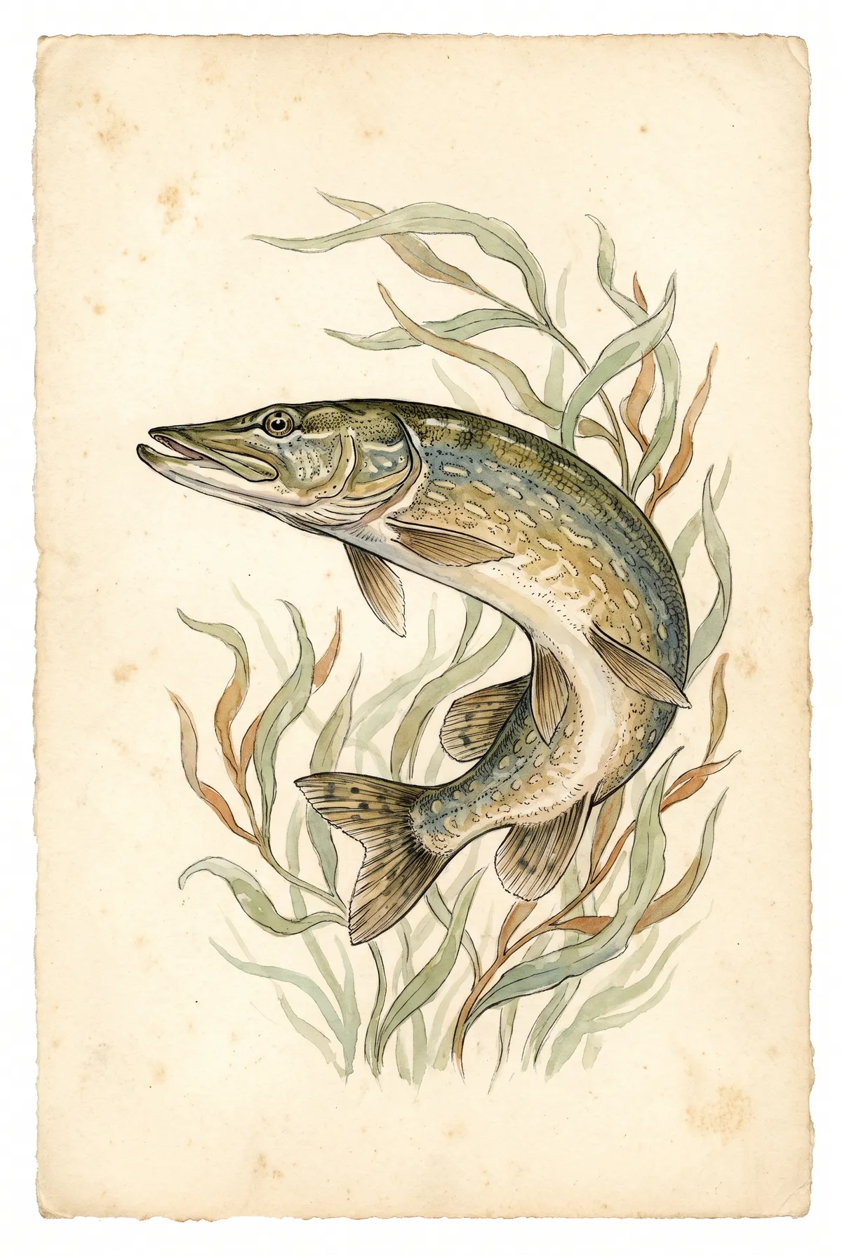 Vintage Pike Fish Print