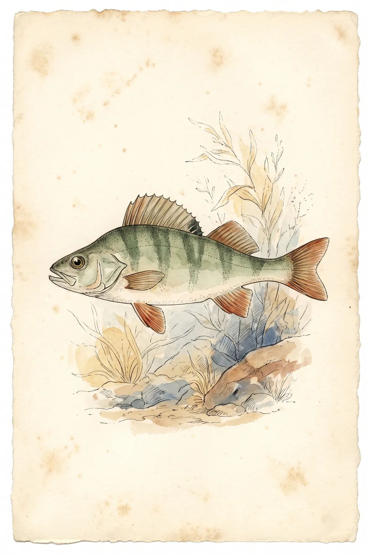 Vintage Perch Fish Print