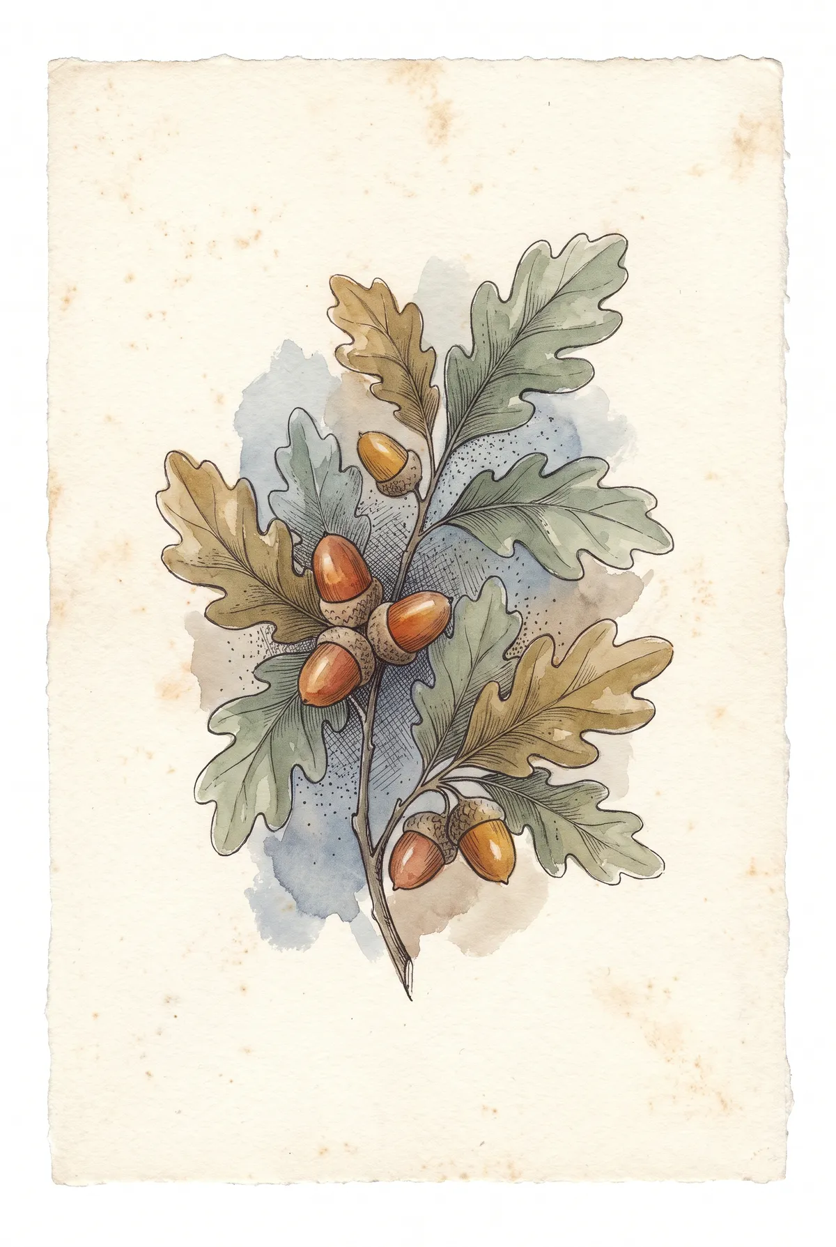 Oak Leaves and Acorns Print