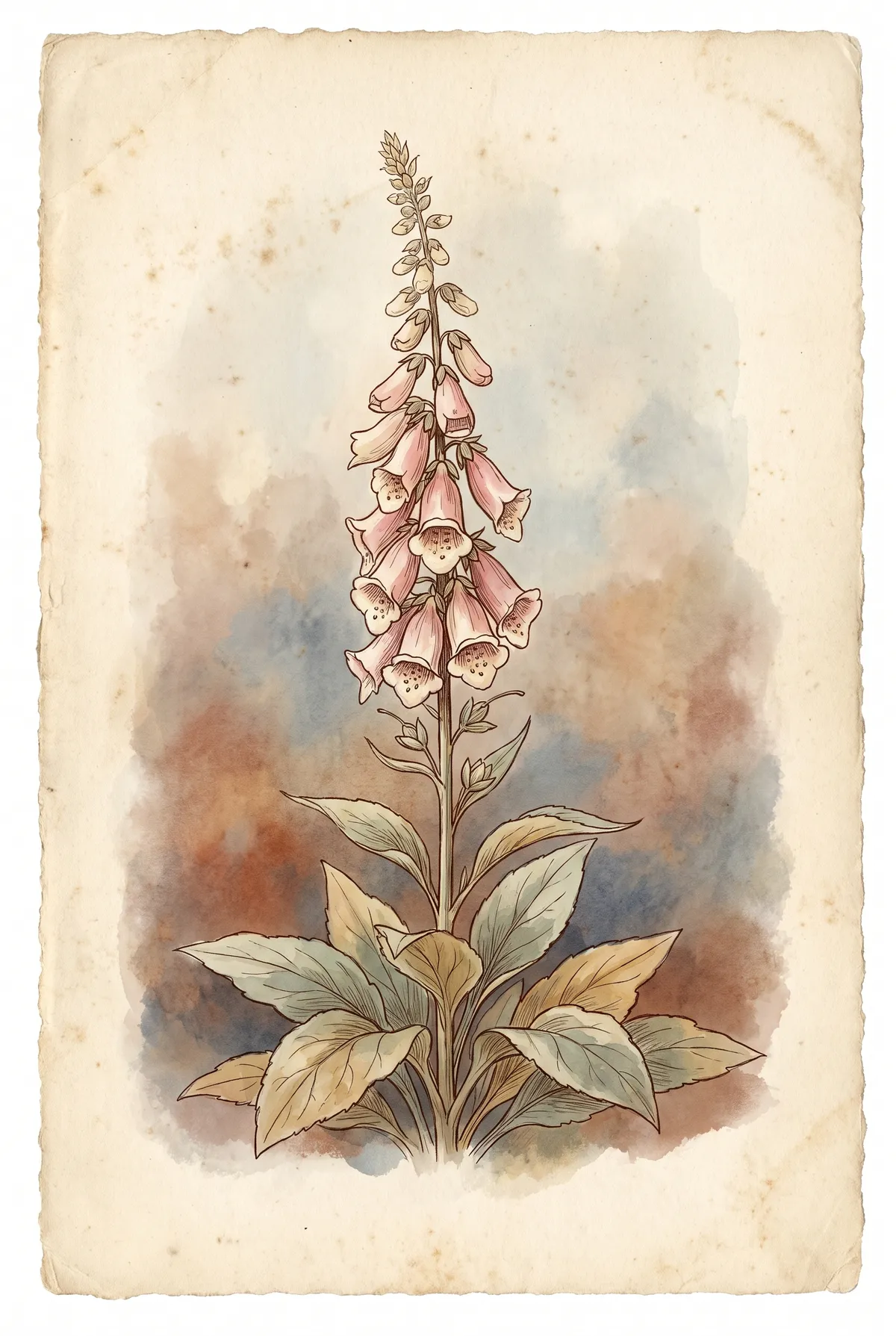 Vintage Foxglove Botanical Print