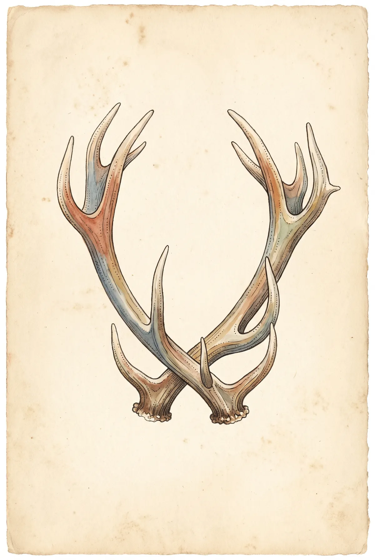 Vintage Deer Antler Pair Print