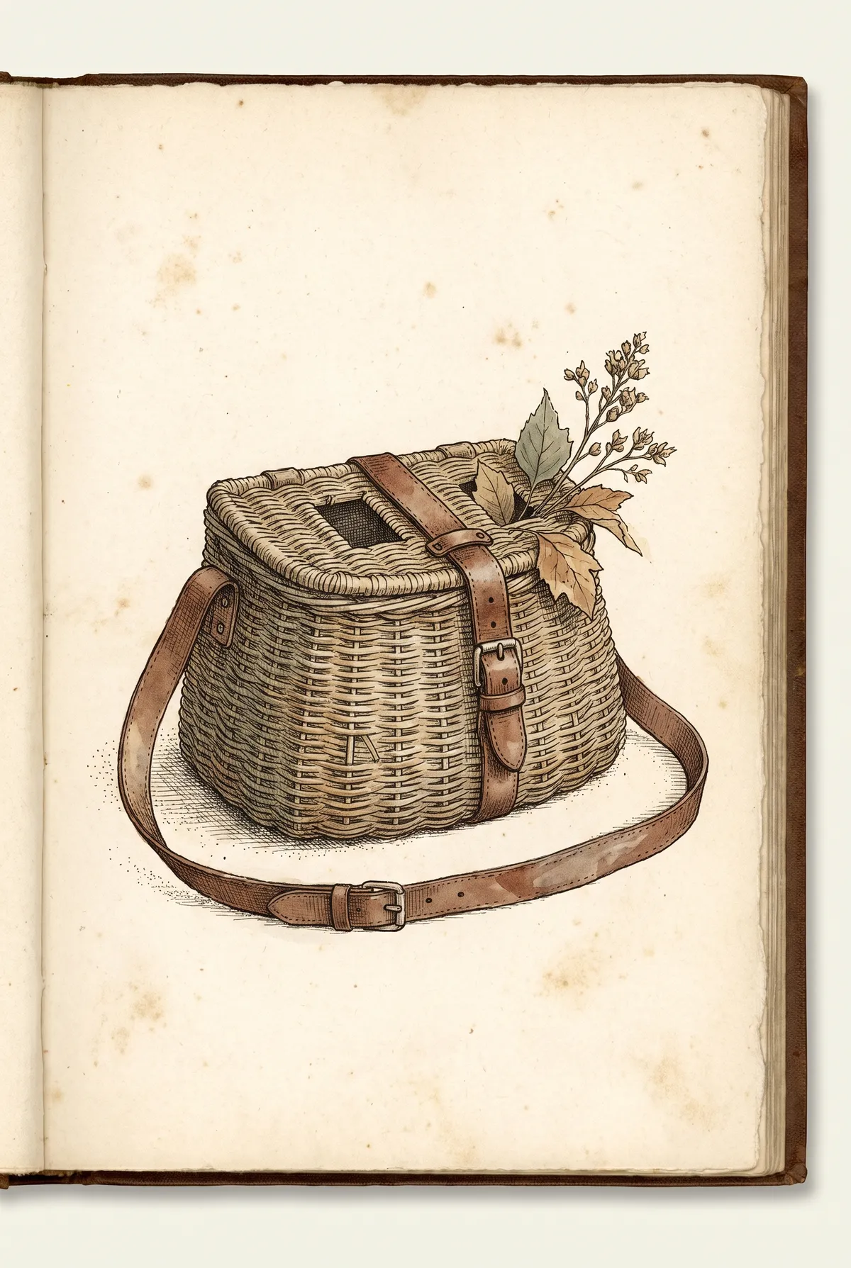 Wicker Creel Fishing Basket Print