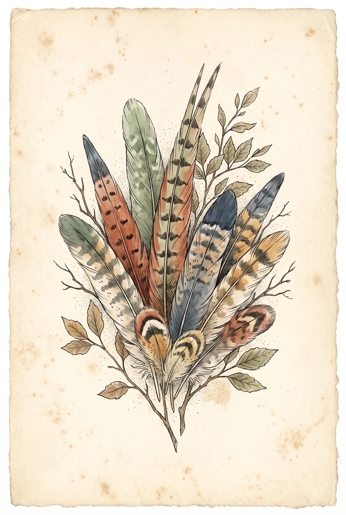 Vintage Game Feathers Print
