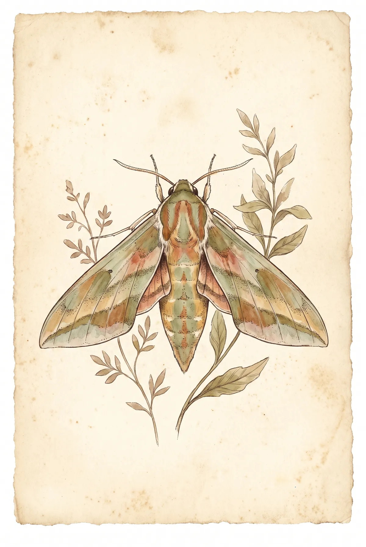 Vintage Hawk Moth Print