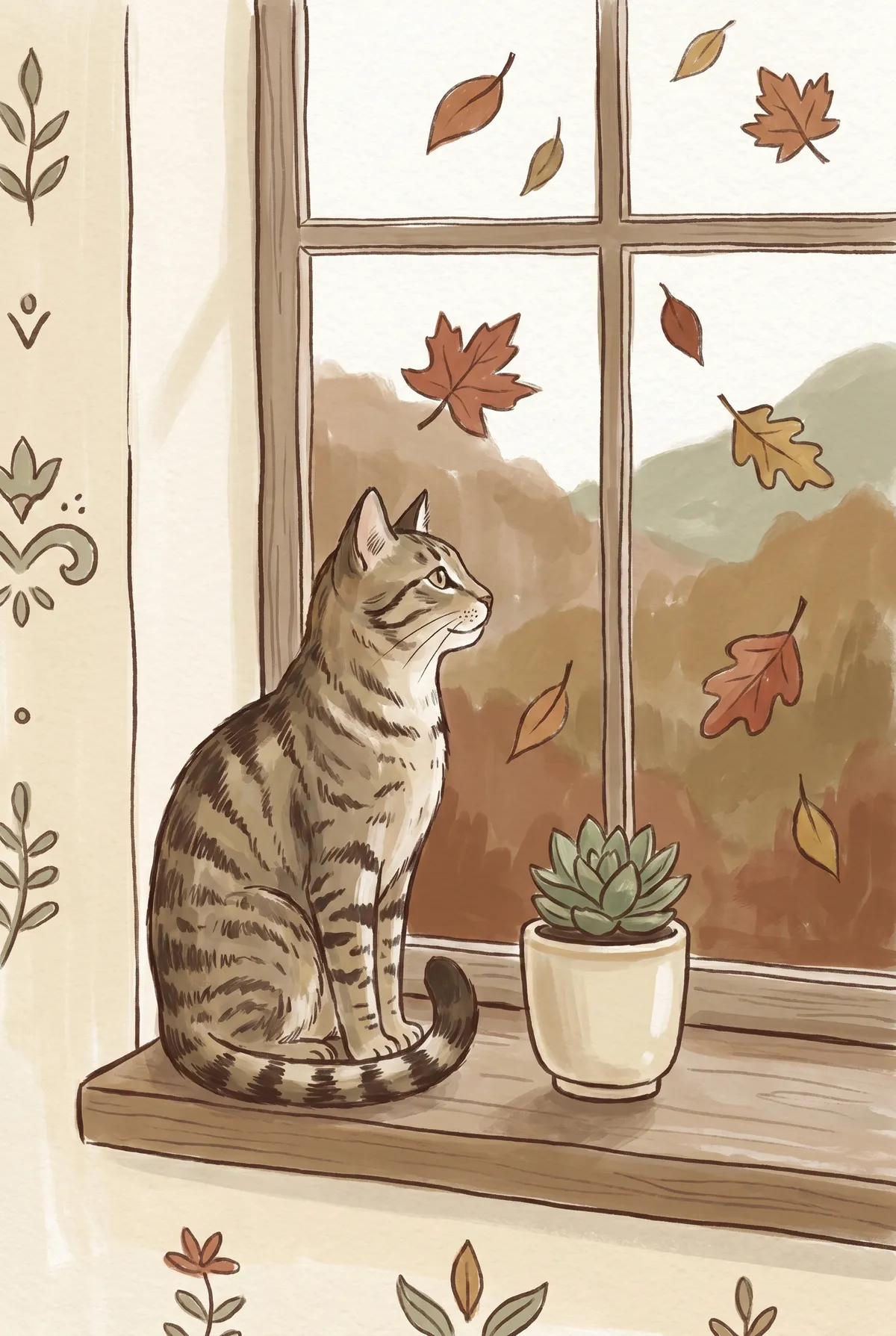 Tabby Cat Windowsill Print