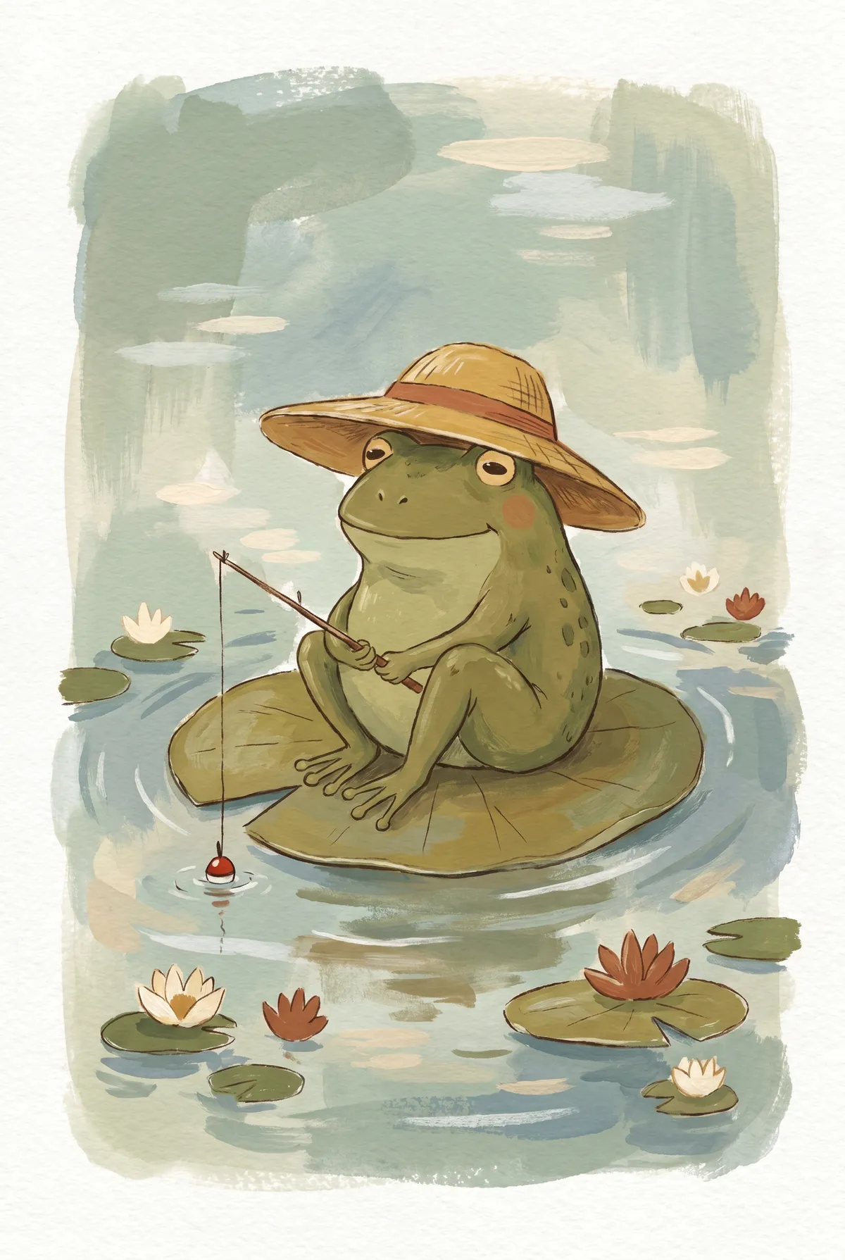 Fishing Frog Print