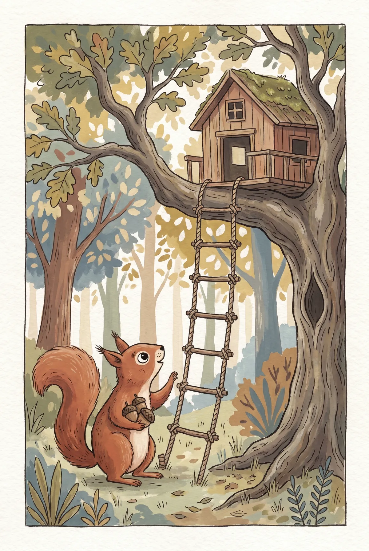 Squirrel Treehouse Print