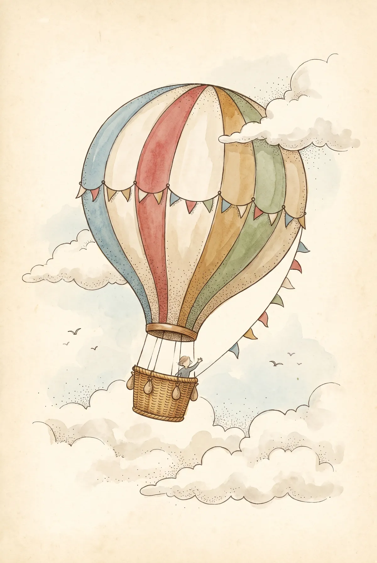 Vintage Hot Air Balloon Print