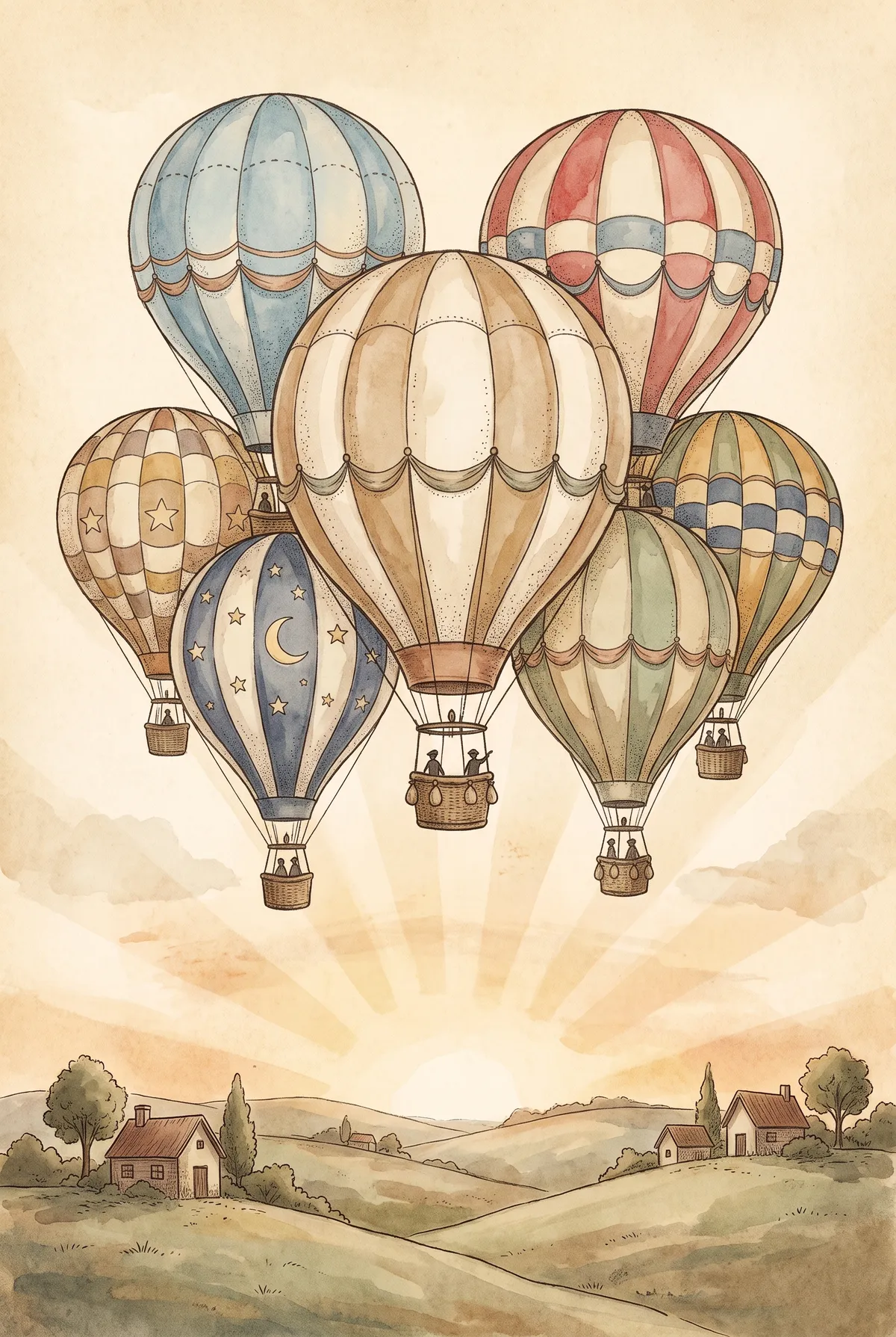 Vintage Hot Air Balloon Print