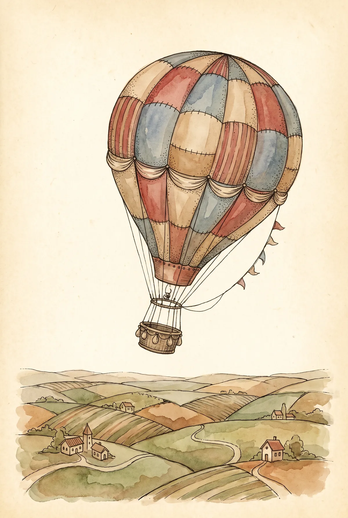 Vintage Hot Air Balloon Print