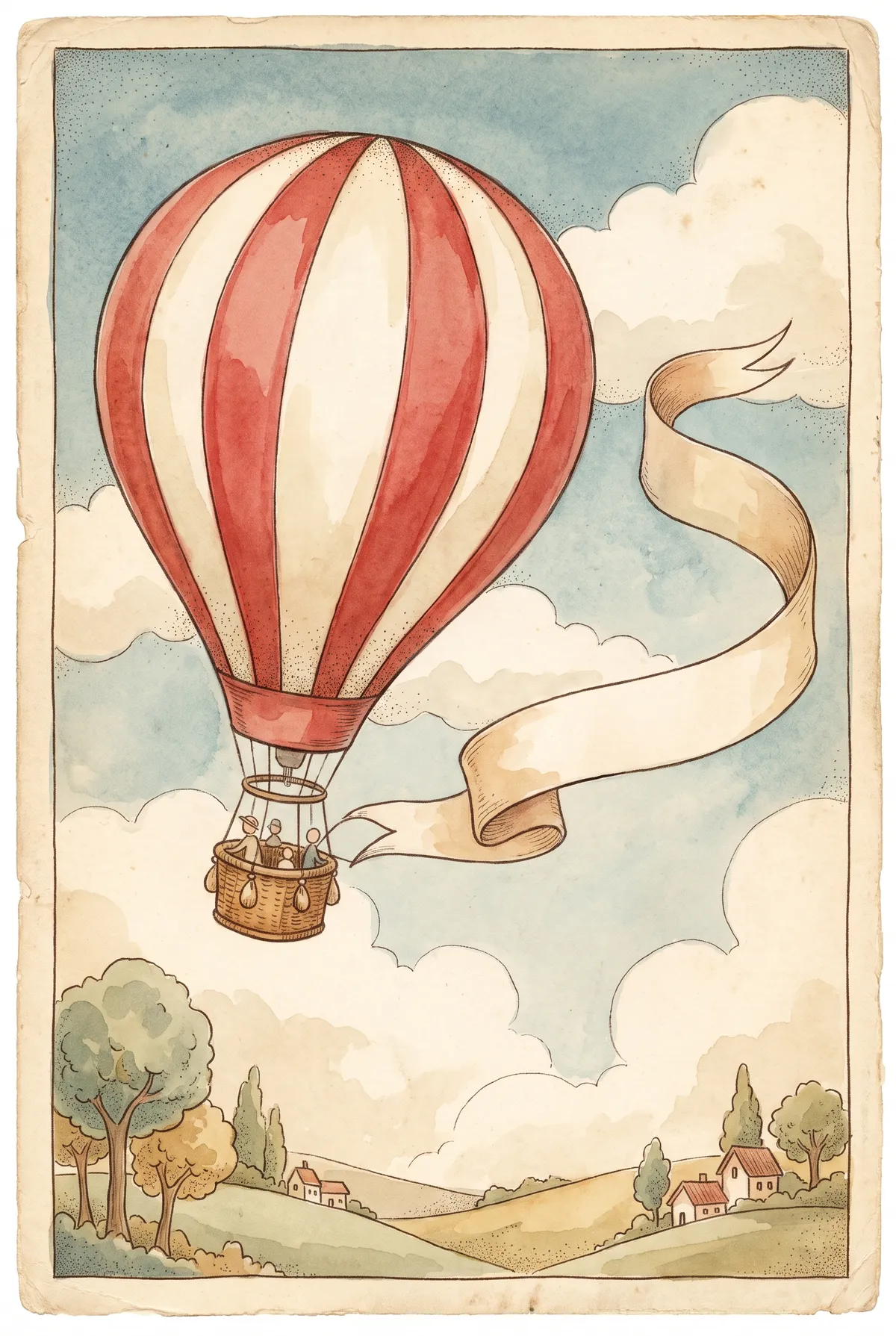 Vintage Hot Air Balloon Print