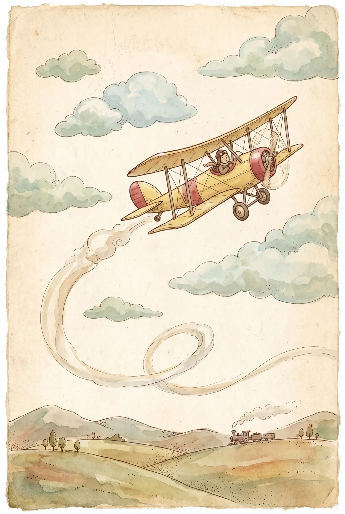 Vintage Biplane Nursery Print