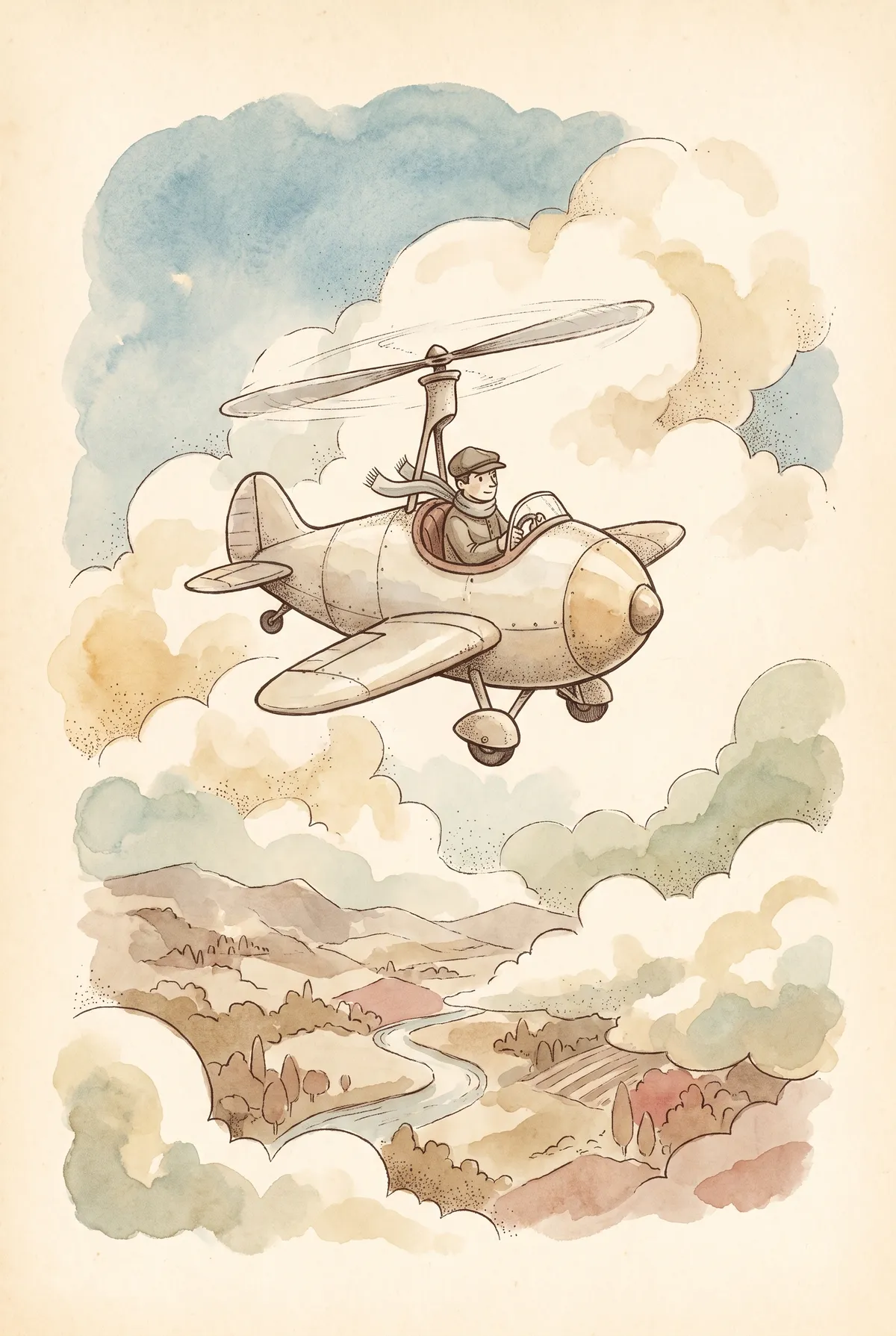 Vintage Autogyro Print