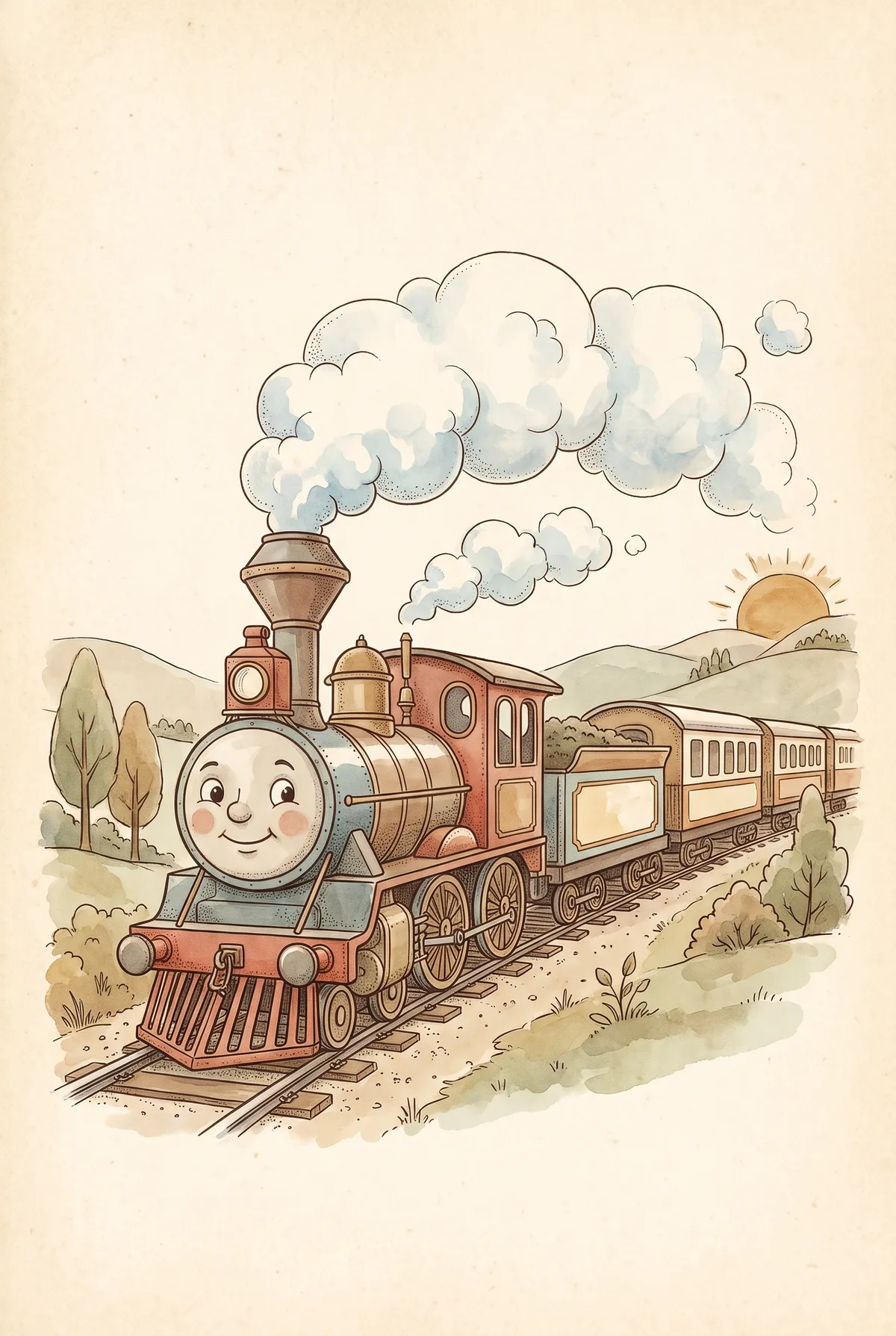 Smiling Steam Train Print