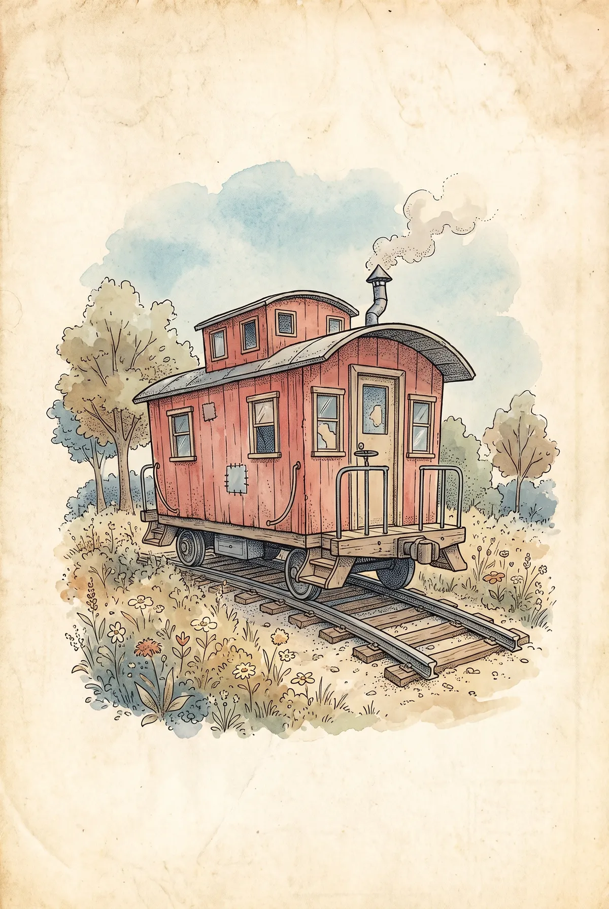 Little Red Caboose Print