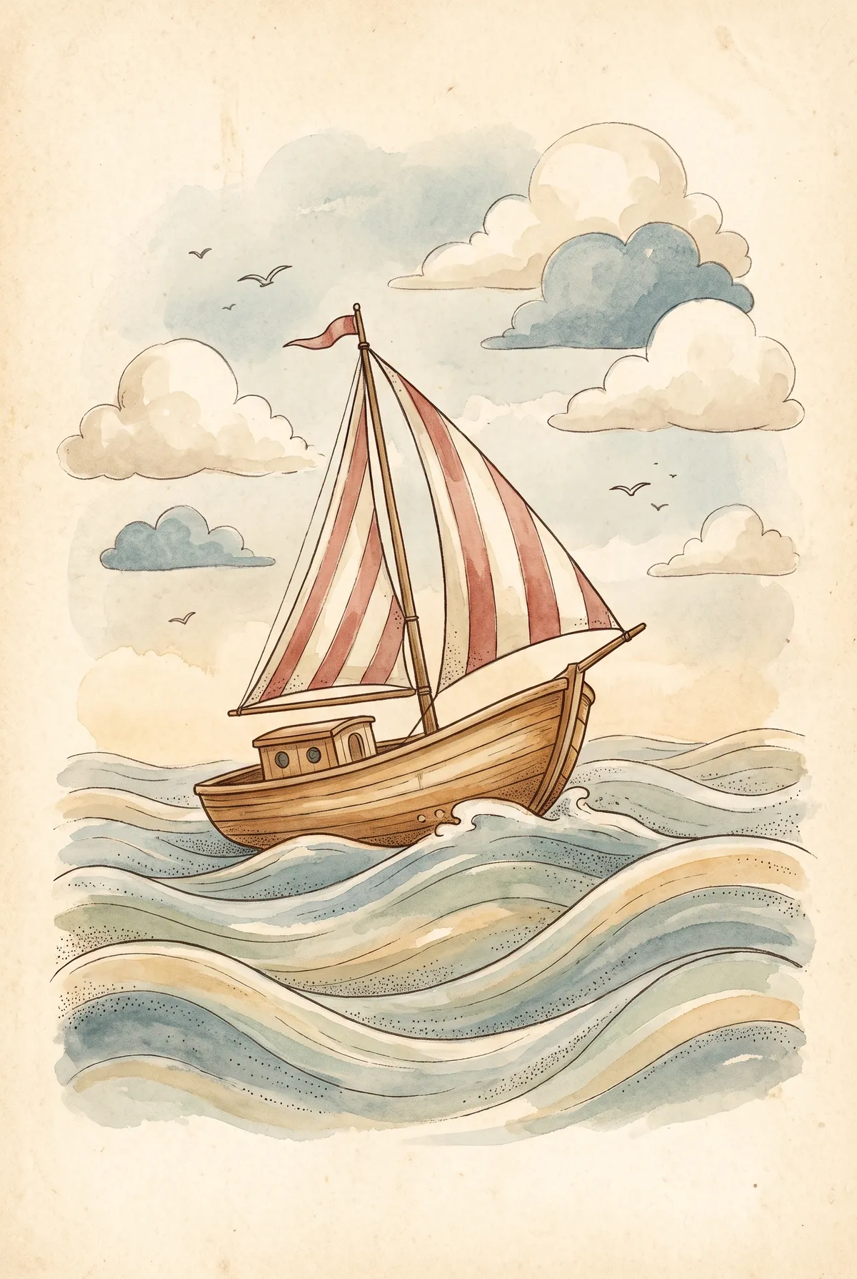 Vintage Sailboat Print