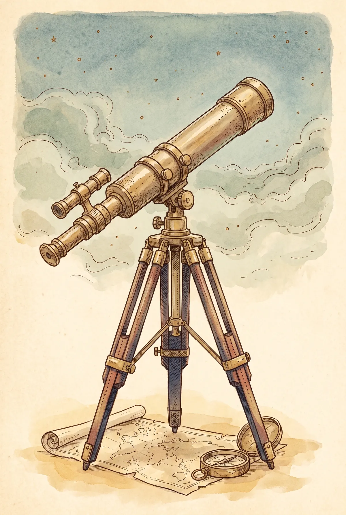 Vintage Telescope Print