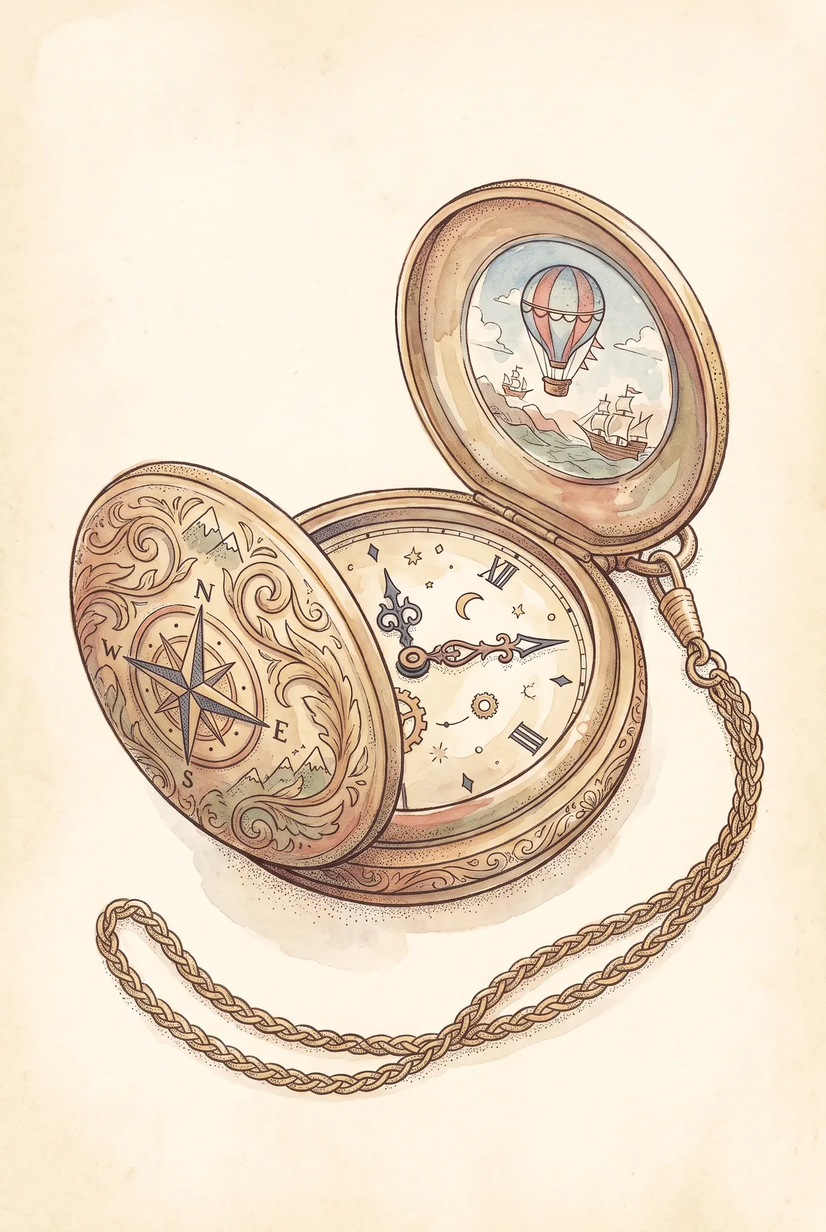 Vintage Pocket Watch Print