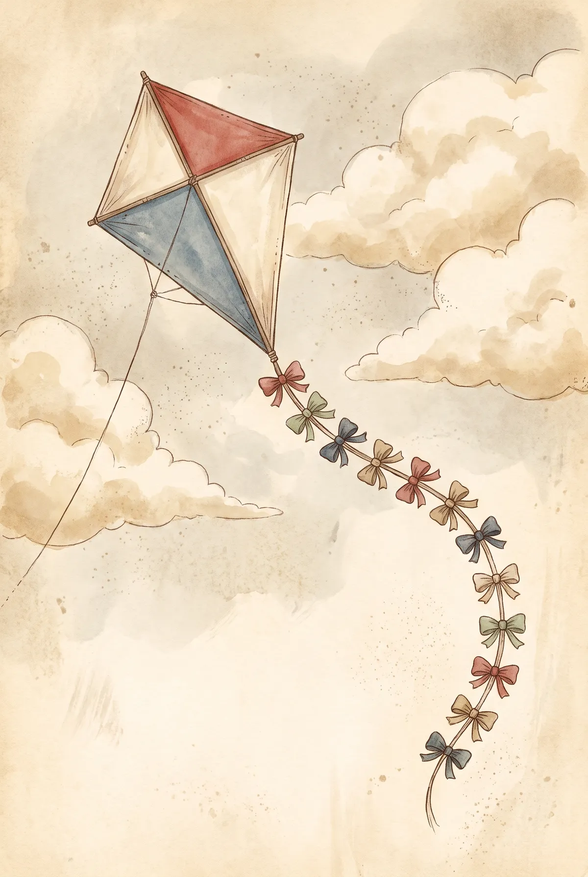 Vintage Kite with Bow Tail Print