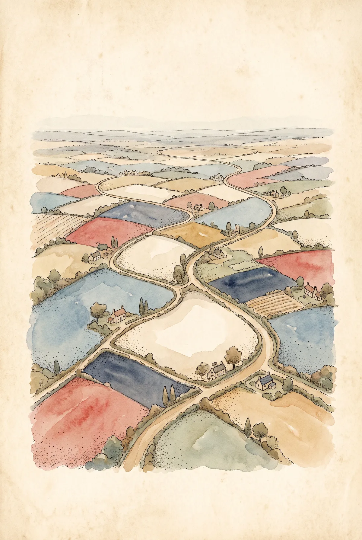Patchwork Fields Aerial View Print