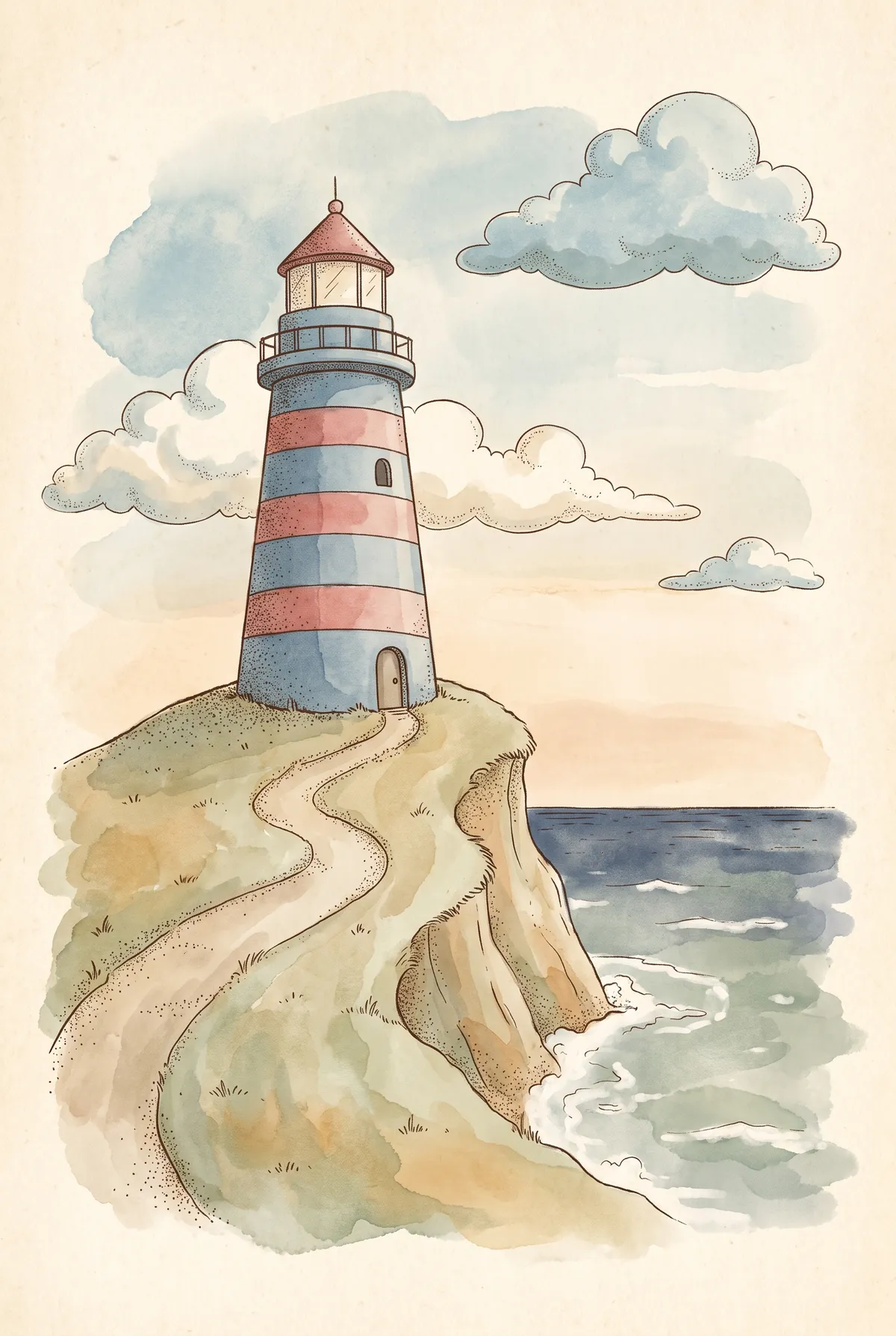 Vintage Lighthouse Print