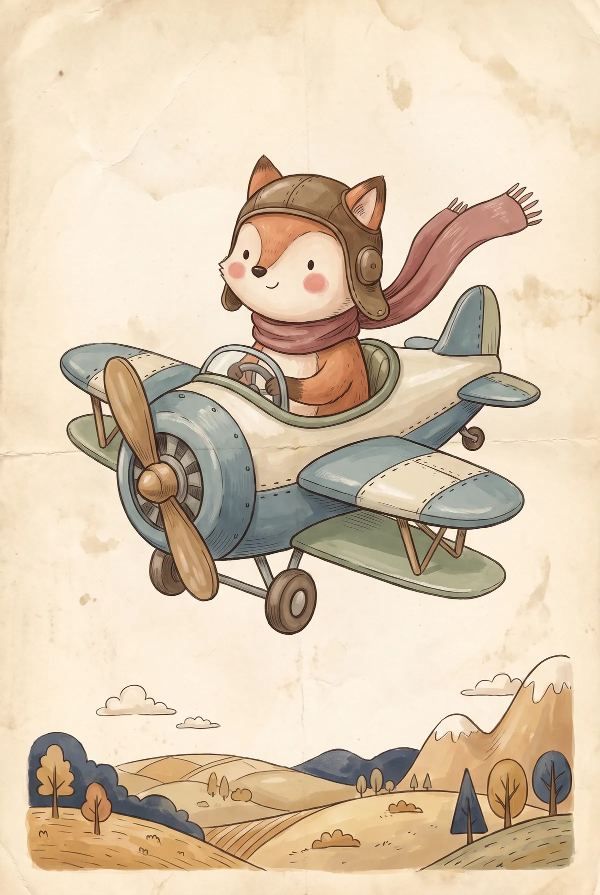 Fox Pilot Biplane Print