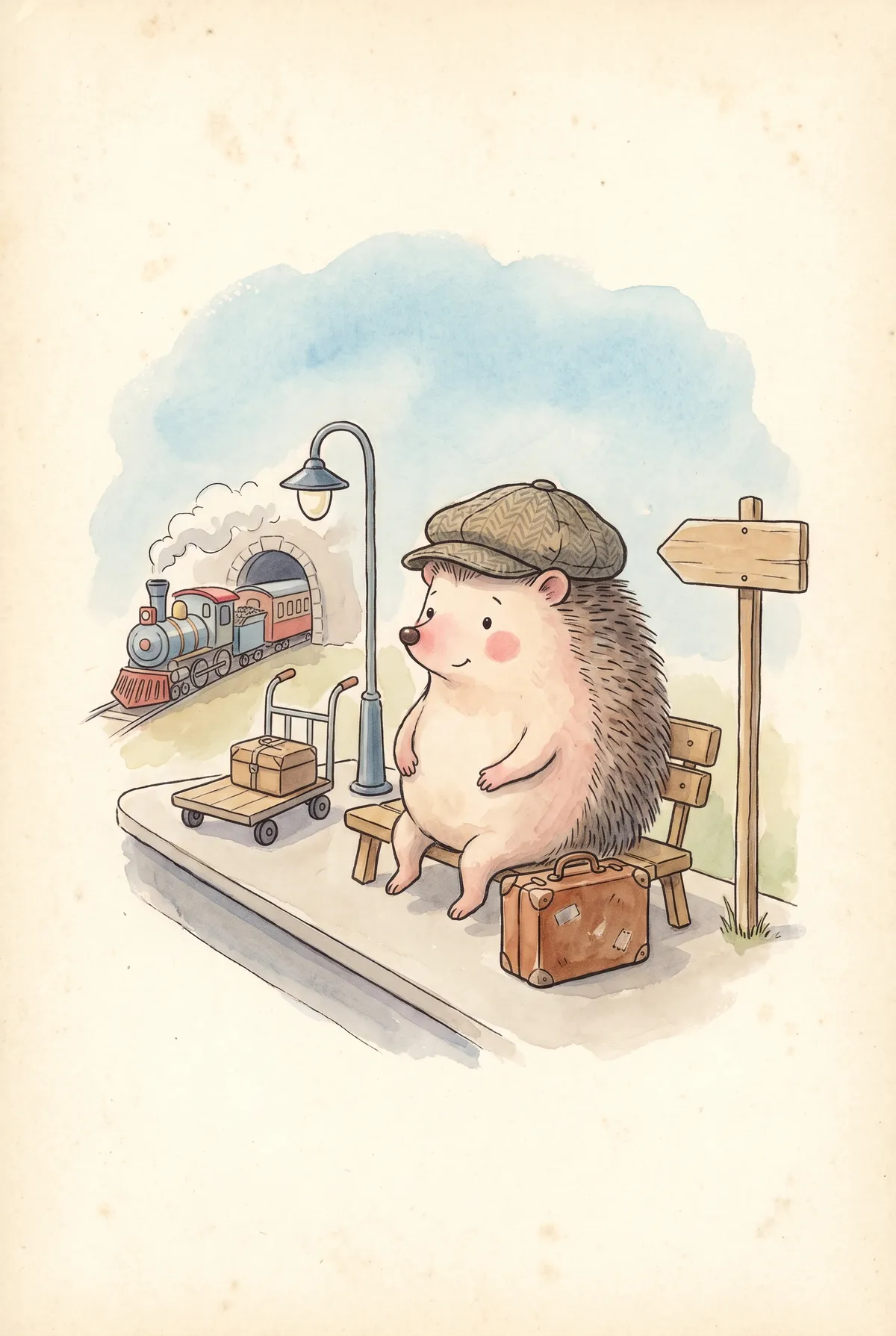 Hedgehog at Train Station Print