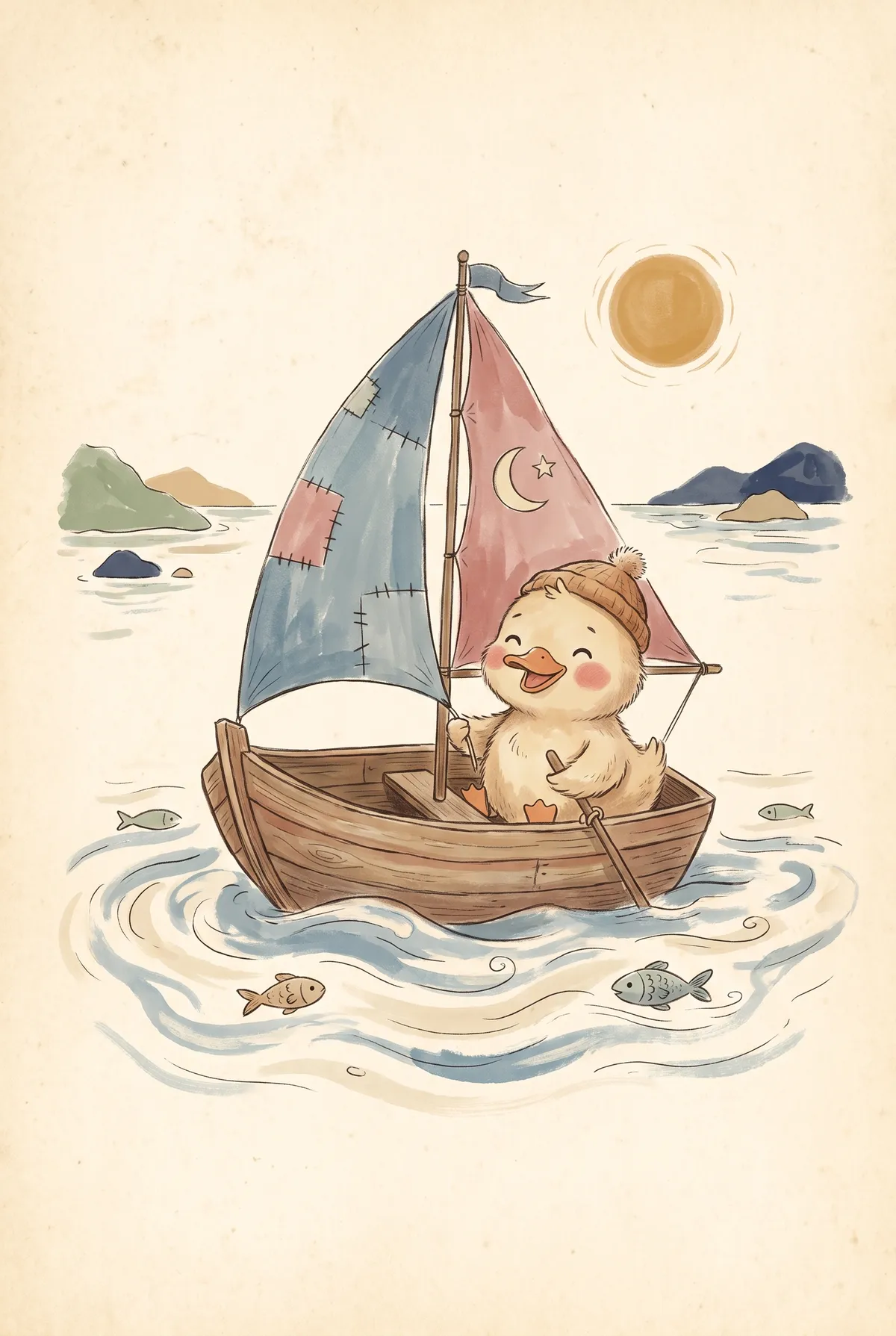 Duckling Sailboat Print