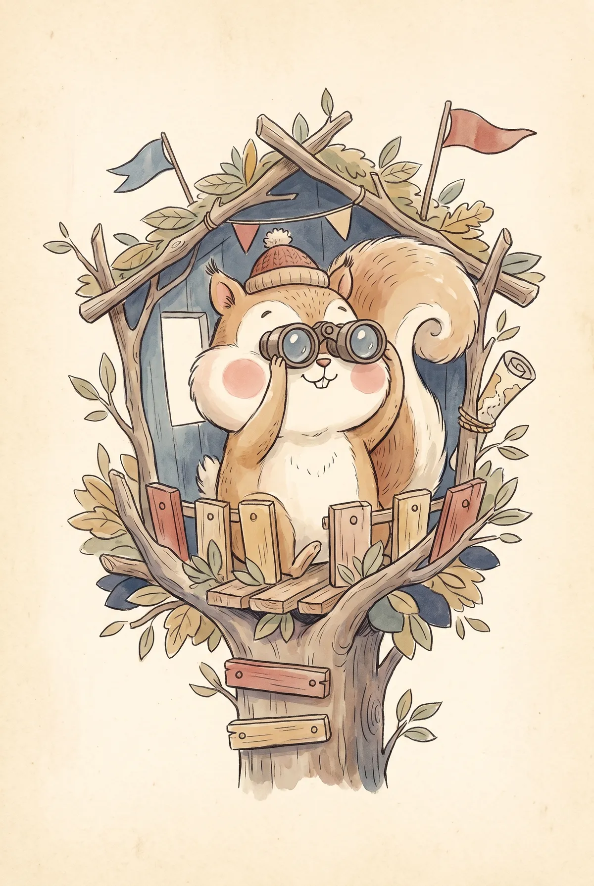 Squirrel Treehouse Lookout Print