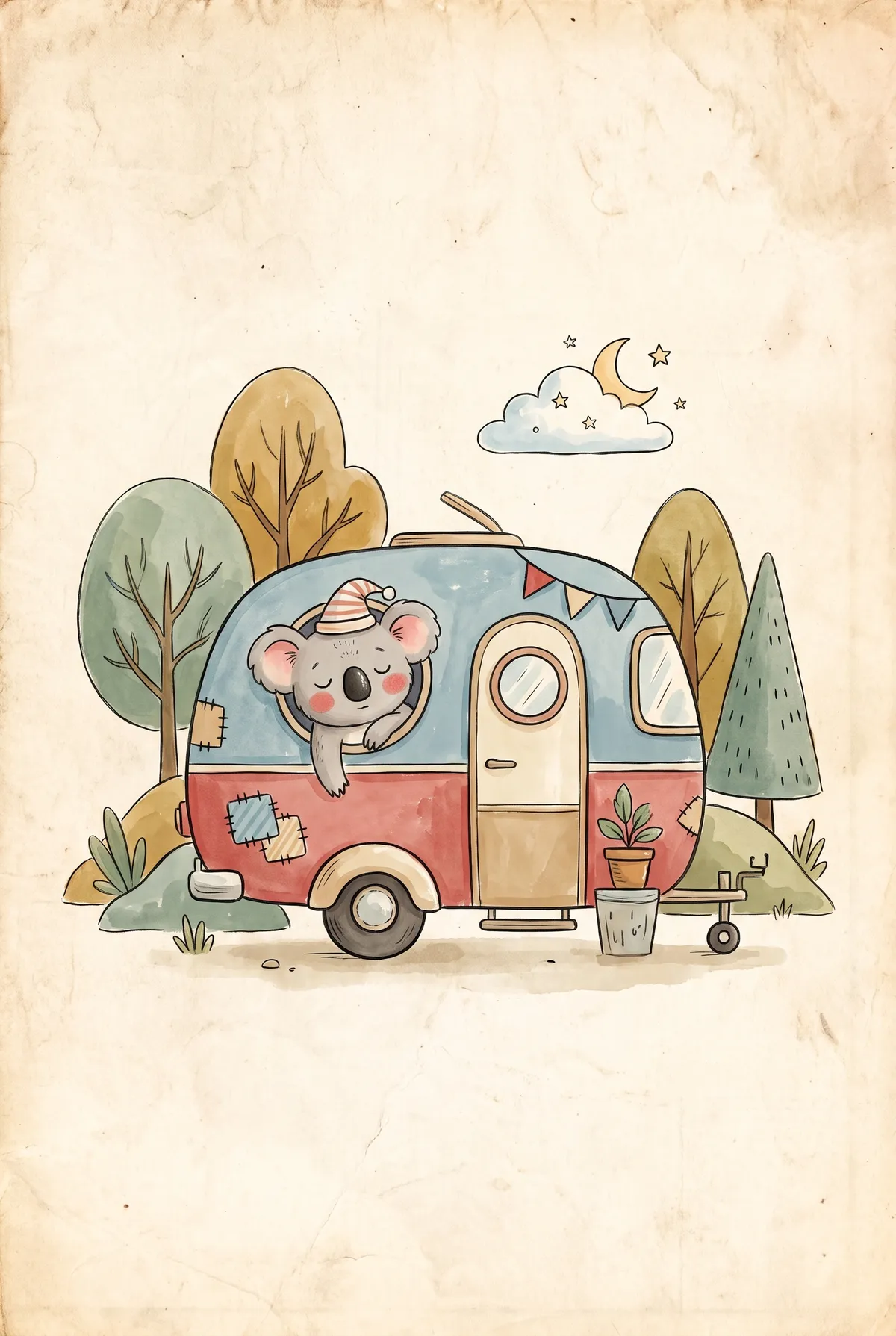 Sleepy Koala Camper Van Print