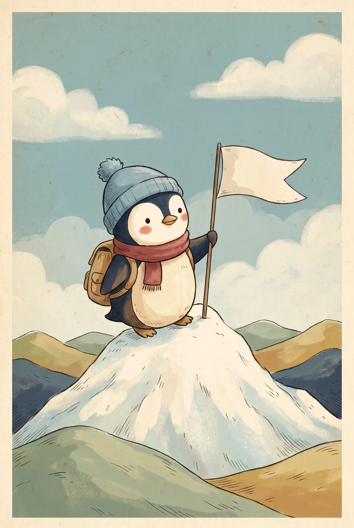 Penguin Mountain Climber Print