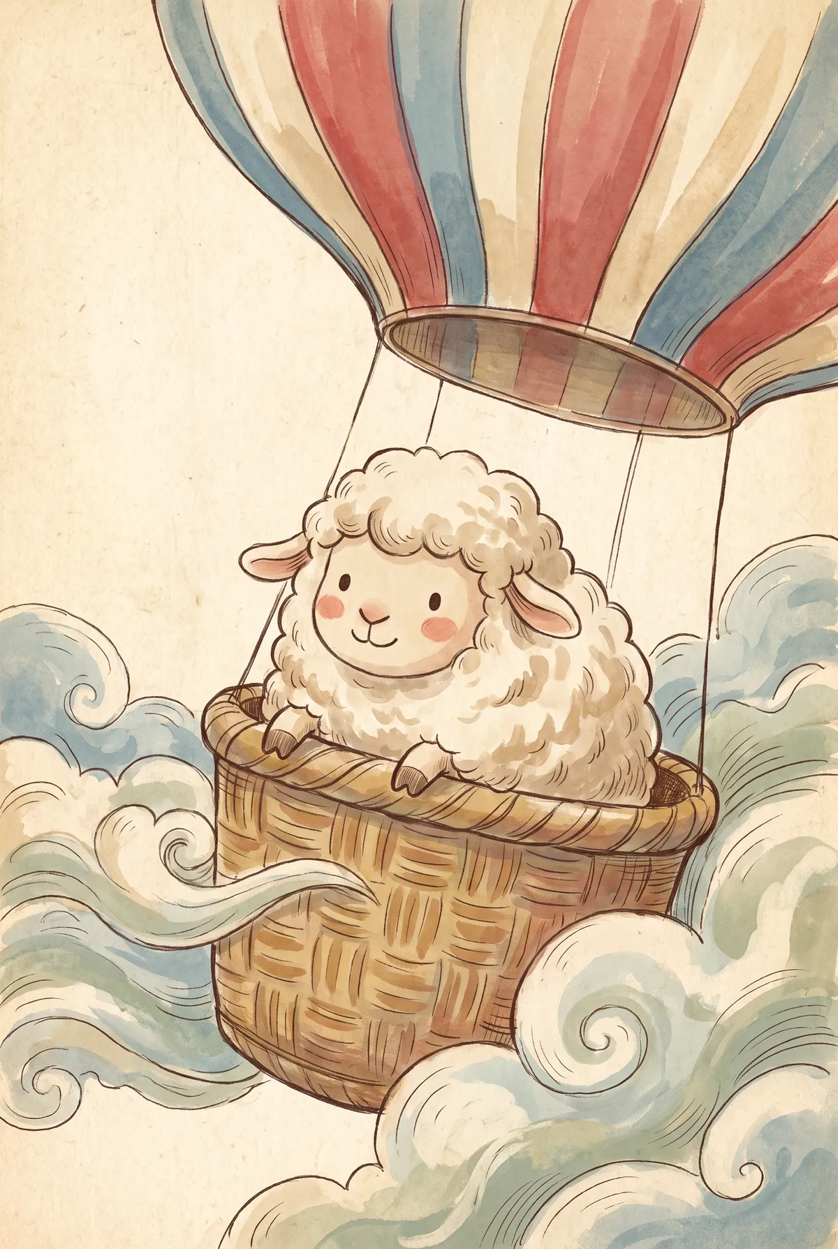 Lamb Hot Air Balloon Print