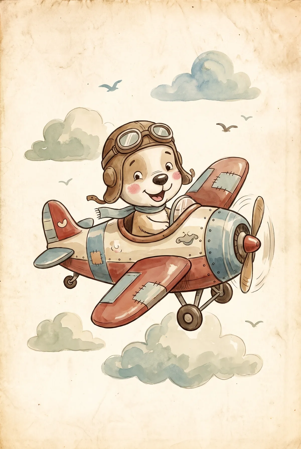 Vintage Dog Aviator Print
