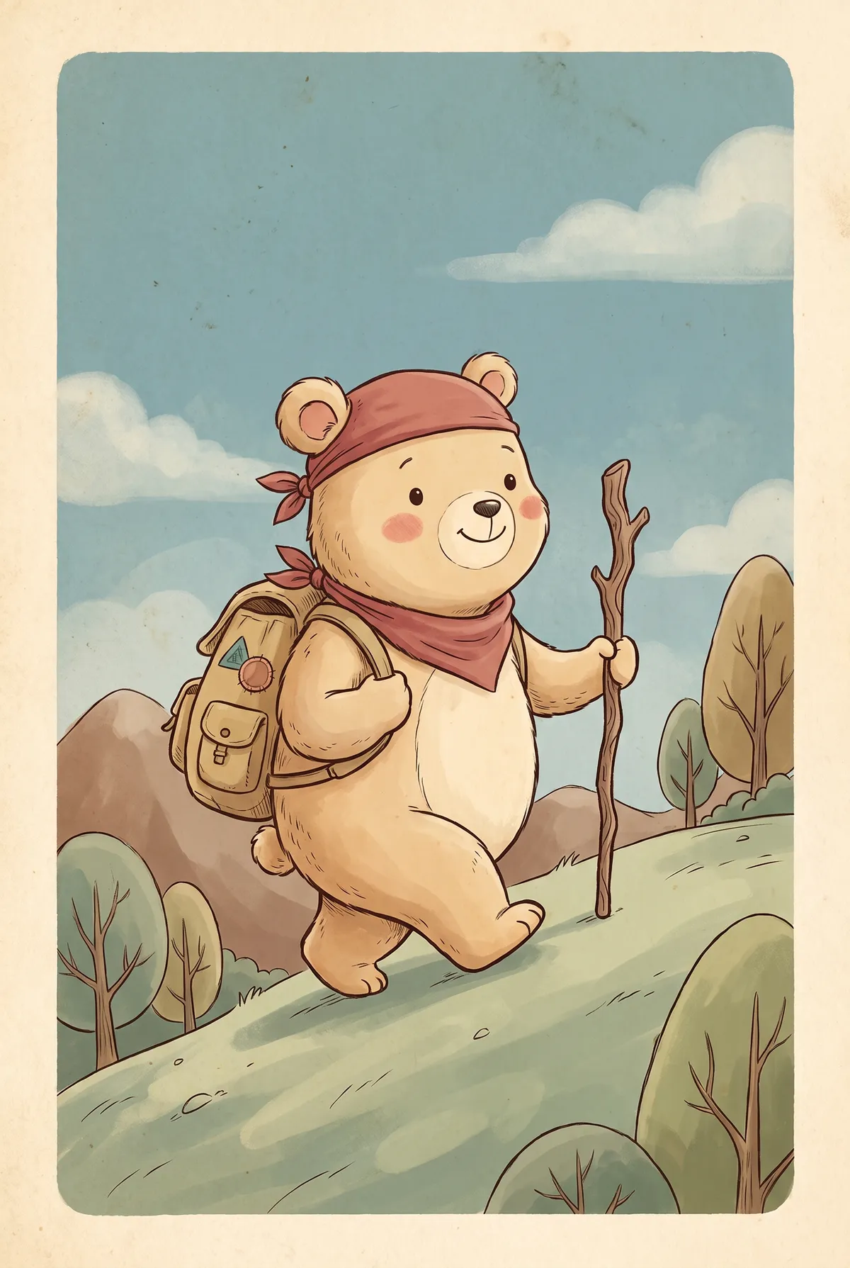 Hiking Bear Print
