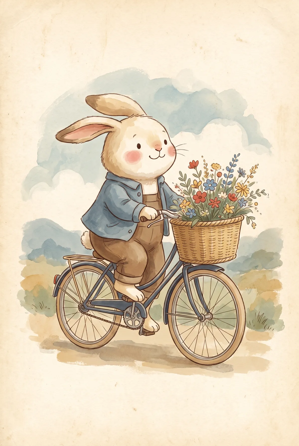 Bunny on Bicycle Print