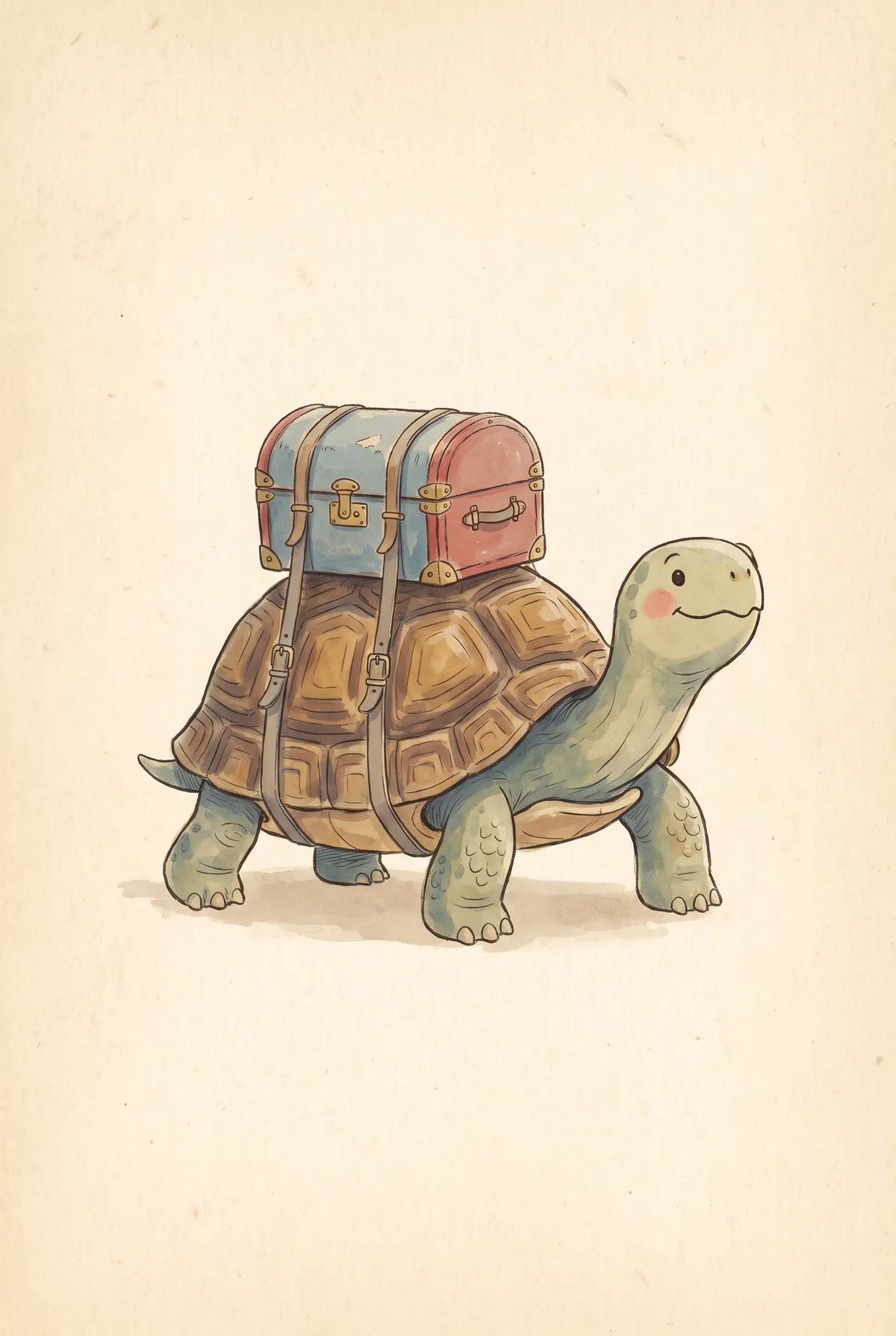 Tortoise with Travel Trunk Print